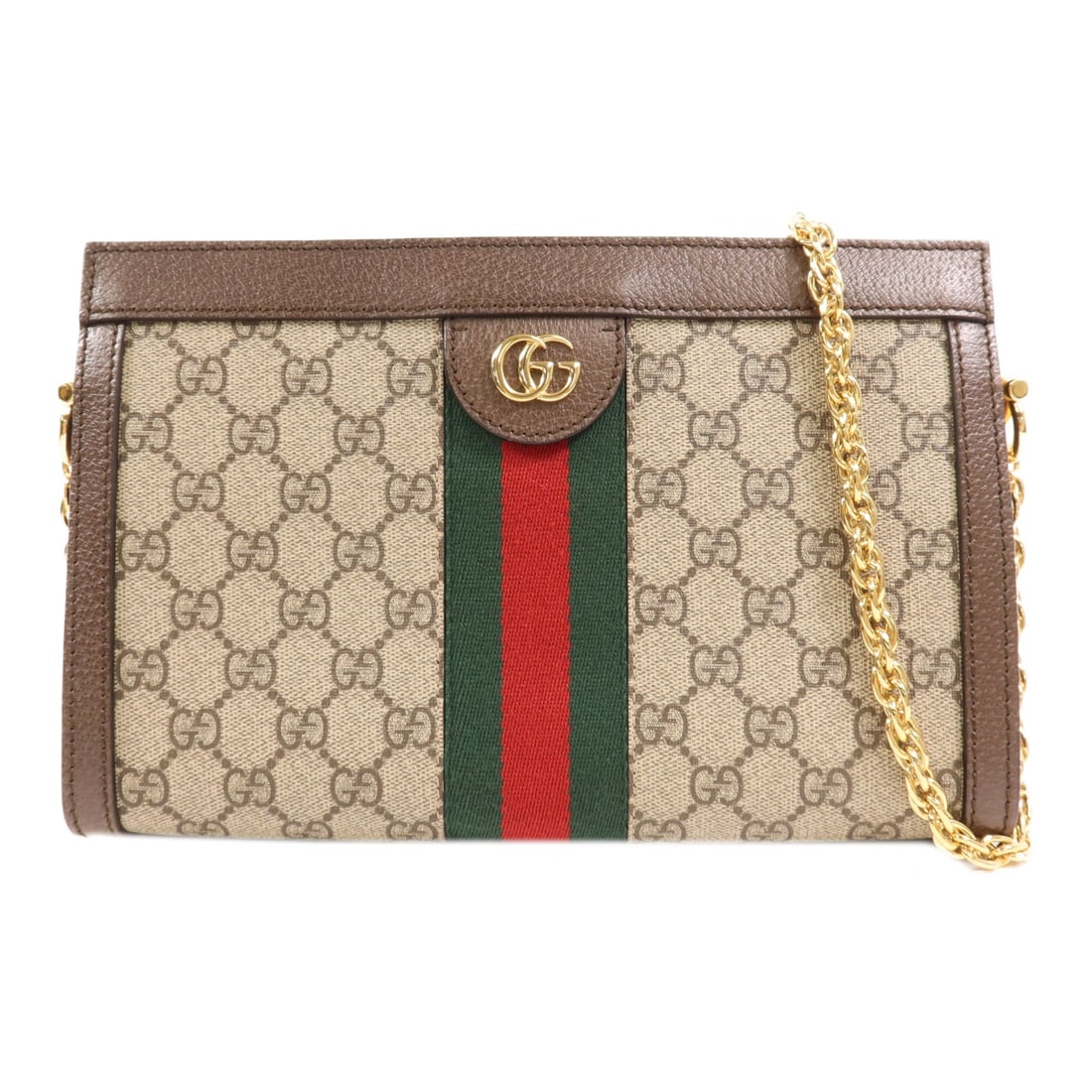 GUCCI GG GHW Chain Shoulder Bag 503877 Brown Coated Canvas Leather: GUCCI GG GHW Chain Shoulder Bag 503877 Brown Coated Canvas Leather Elevate your style with the GUCCI GG GHW Chain Shoulder Bag, a sophisticated accessory crafted from durable PVC coated canvas with lu
