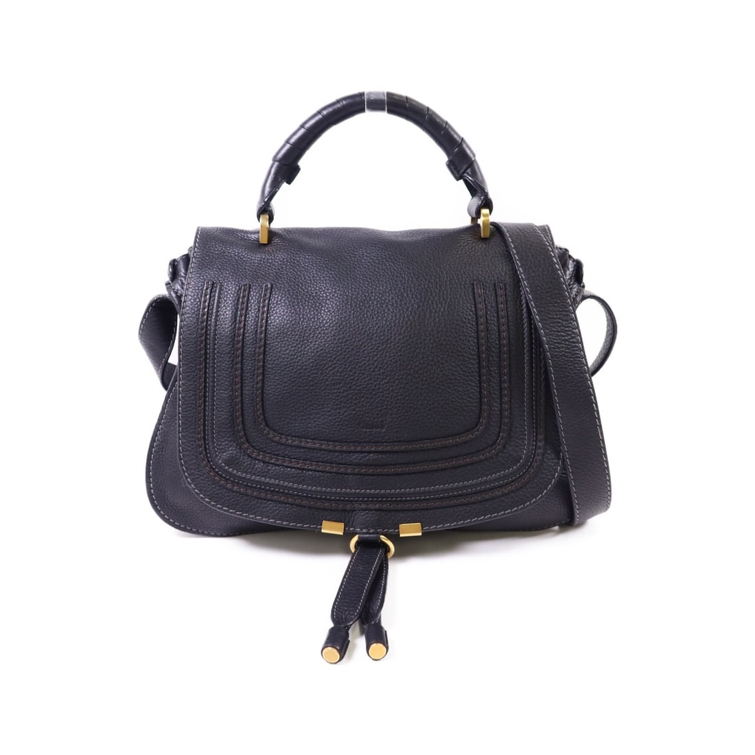 Chloe Marcie Saddle Bag Black Calfskin Leather GHW (1 of 18)