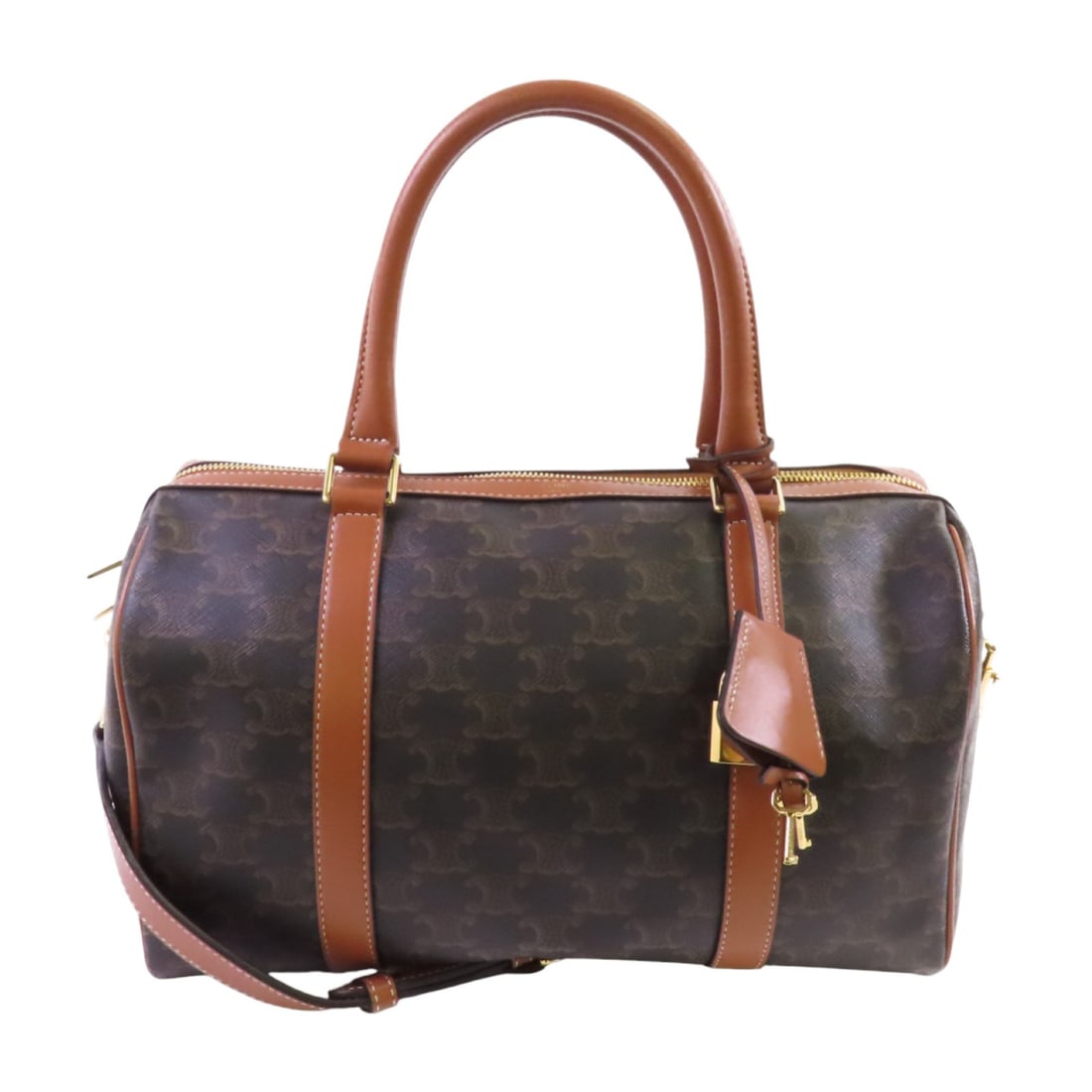 Triomphe Brown Large Shoulder Bag by CELINE with Coated Canvas and Gold Hardware (1 of 17)