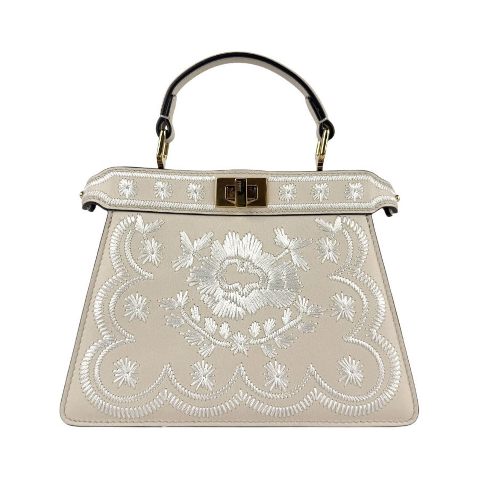 Beige Leather Peekaboo Bag by Fendi Italy (1 of 1)