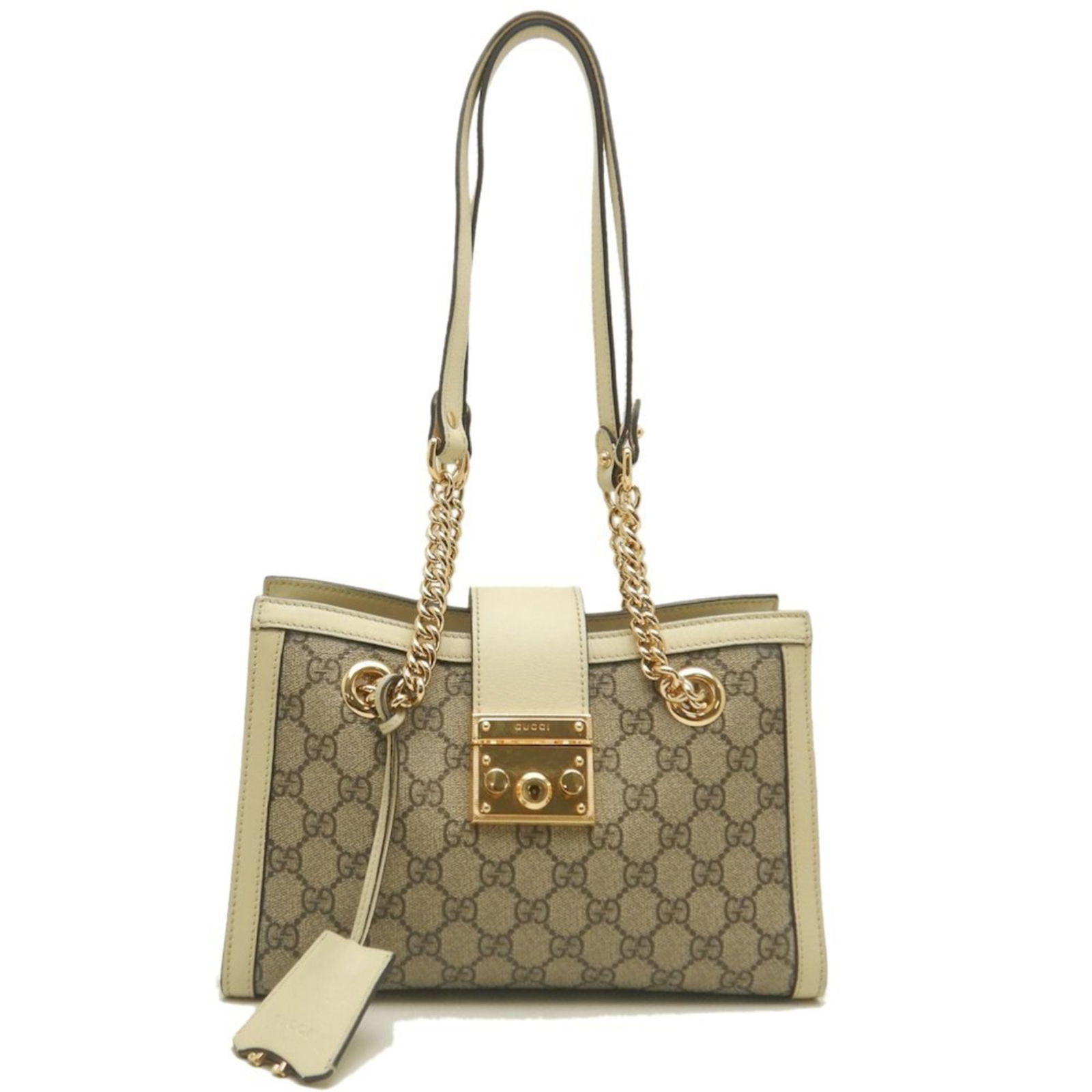Gucci Beige Canvas Padlock Shoulder Bag Italy (1 of 1)