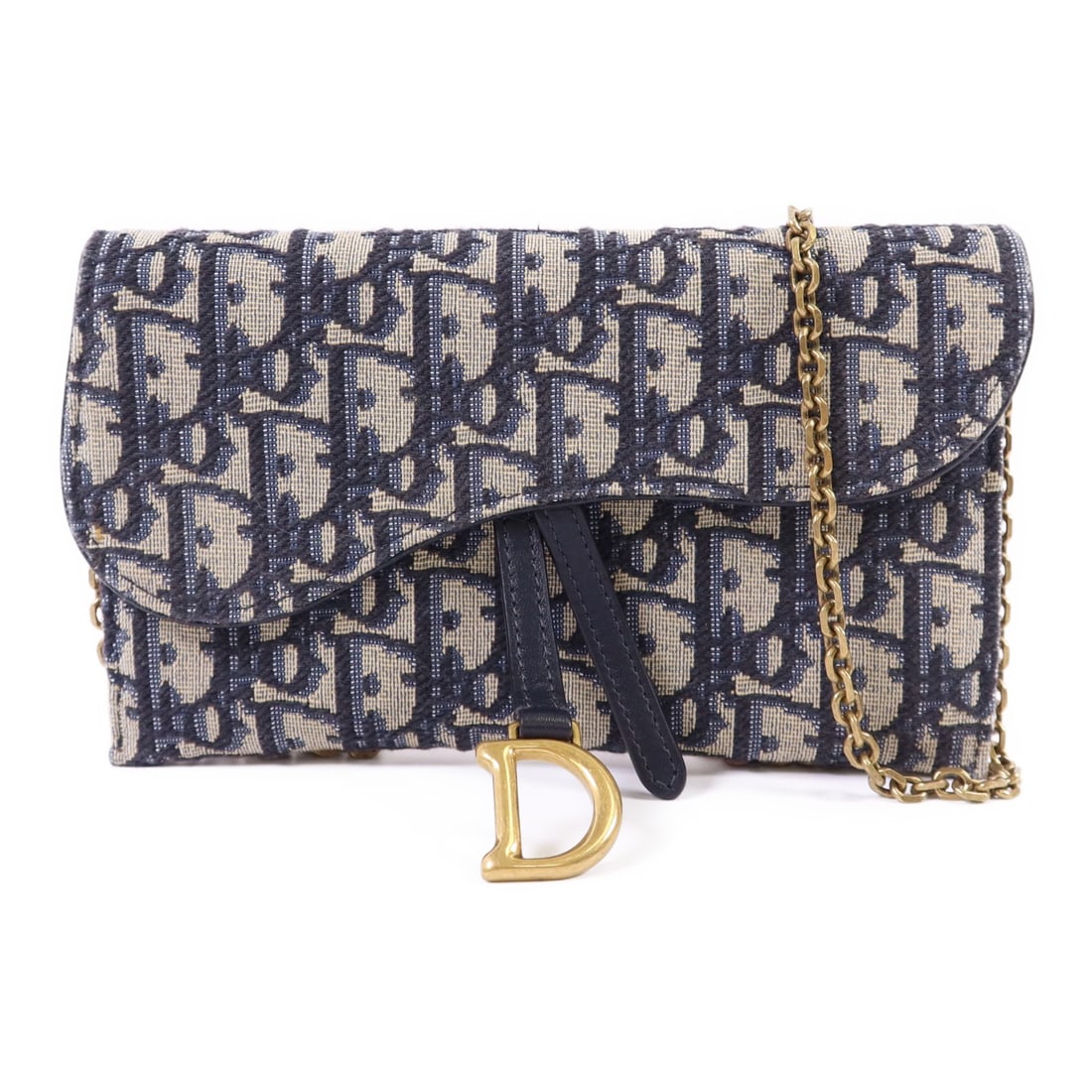 Dior Small Saddle Navy Canvas Shoulder Bag with Gold Hardware (1 of 18)