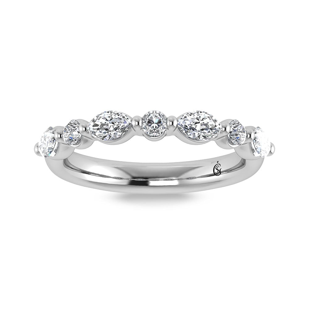 14K White Gold Lab Grown Diamond 1/2 ct.tw. Wedding Band: 14K White Gold Lab Grown Diamond 1/2 ct.tw. Wedding Band Embrace timeless beauty with this 14K White Gold Wedding Band, featuring 1/2 Ct.Tw. of brilliant lab-grown diamonds. The sleek white gold setti