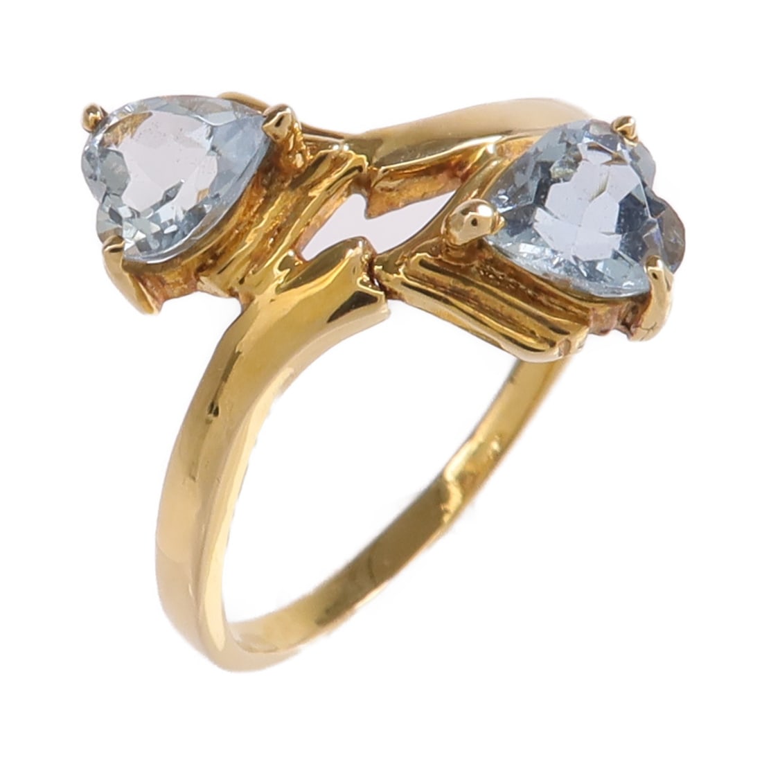 18K Yellow Gold Aquamarine Ring Size 6.5 (1 of 8)