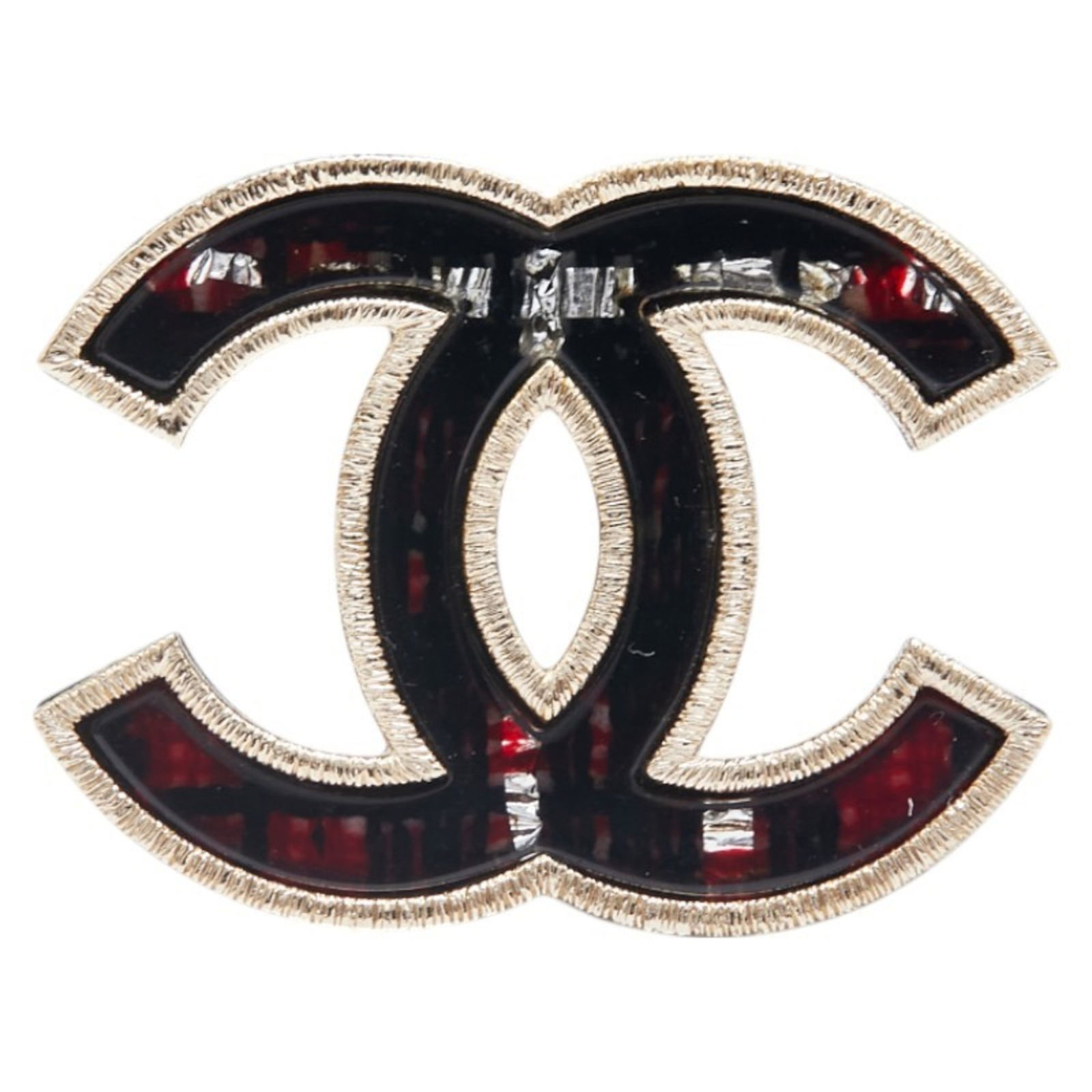 Gold Plated Black Chanel Coco Mark Brooch France 3.26cm x 4.28cm (1 of 1)