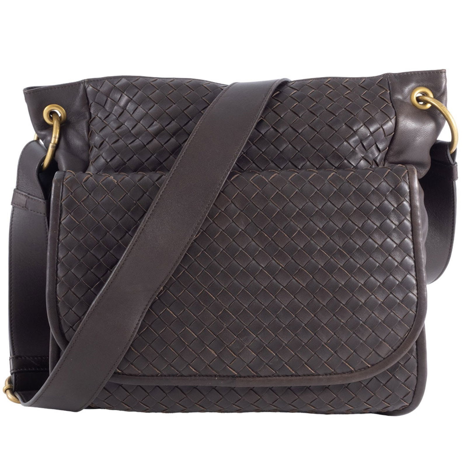 Brown Leather Intrecciato Tote Bag by Bottega Veneta: Brown Leather Intrecciato Tote Bag by Bottega Veneta This Bottega Veneta Intrecciato handbag is crafted from brown leather and features the iconic woven design. Made in Italy, it is designed for women
