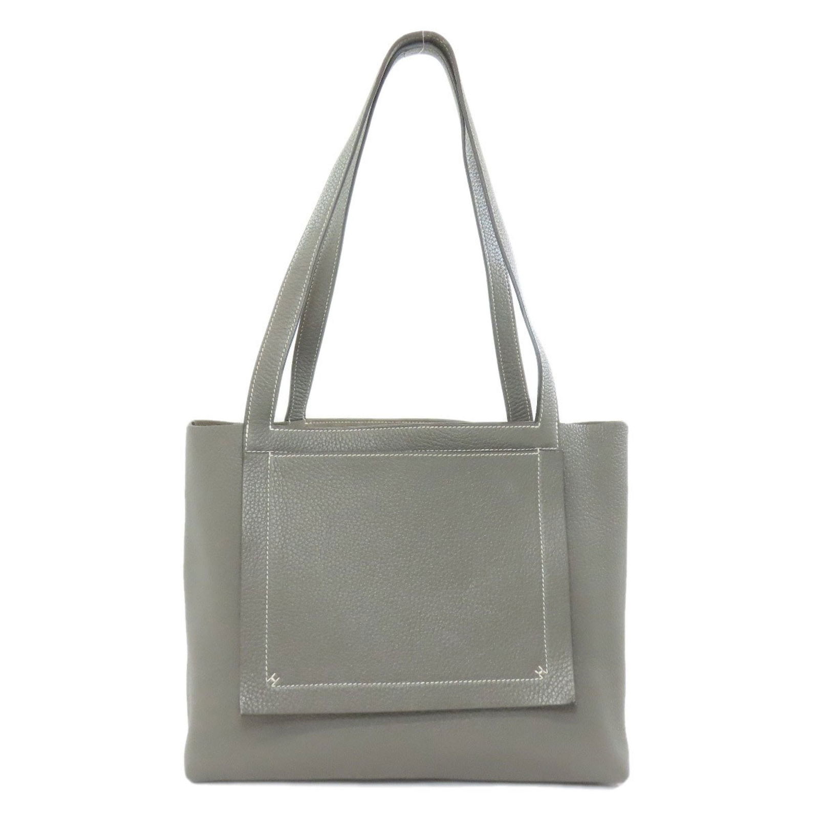 Leather tote bag by Hermes Cabas in grey 25cm (1 of 11)