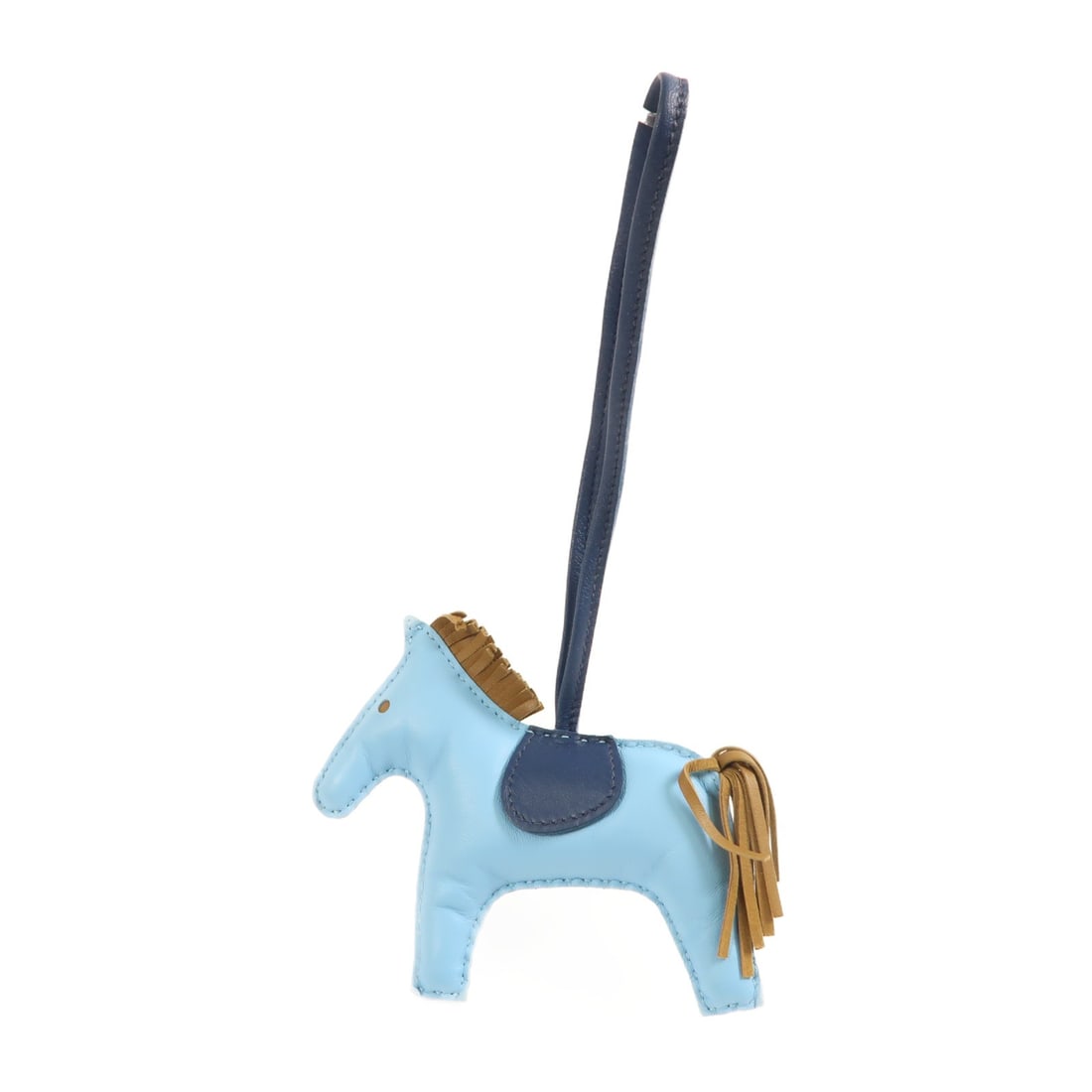 HERMES Rodeo MM Blue Calfskin Leather Charm (1 of 7)