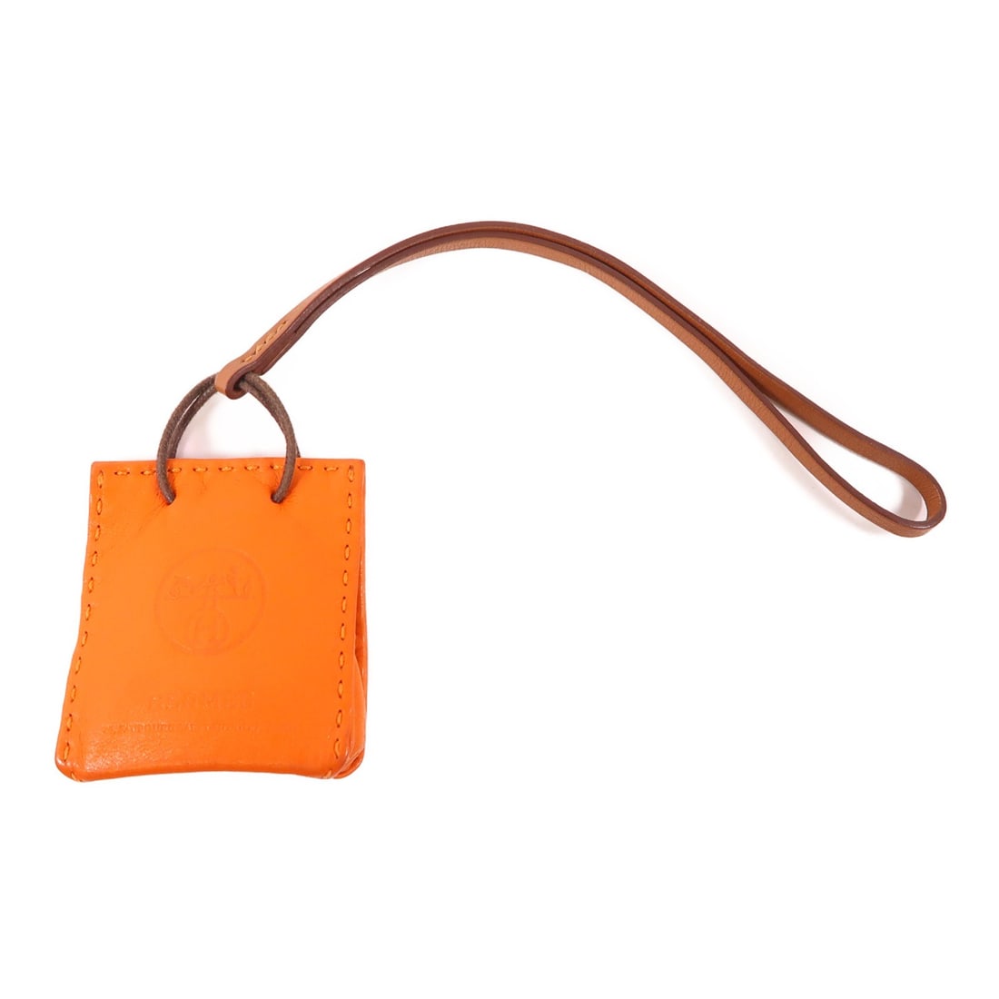 HERMES Orange Calfskin Leather Bag Charm (1 of 12)