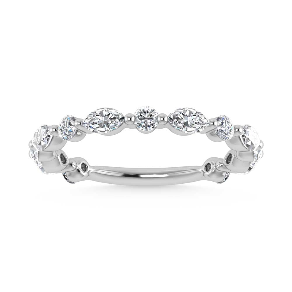 14K White Gold Lab Grown Diamond 1 Ct.Tw. Marquise and Round Stackable Band: 14K White Gold Lab Grown Diamond 1 Ct.Tw. Marquise and Round Stackable Band With 1 Ct. of dazzling diamonds, the 14K White Gold Lab Grown Diamond Marquise and Round Stackable Band offers a refined and