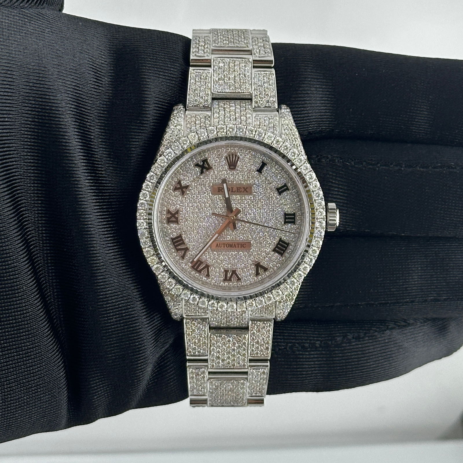 Iced Out Roman Dial Mens Watch Oyster Perpetual Ref 114300 (1 of 3)