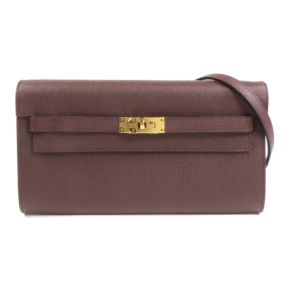 Hermes Kelly To Go Rouge Sellier Epsom Leather Shoulder Bag with Gold Hardware: Hermes Kelly To Go Rouge Sellier Epsom Leather Shoulder Bag with Gold Hardware This Hermes Kelly To Go shoulder bag is crafted from Epsom calfskin leather in a Rouge Sellier brown color. Designed for