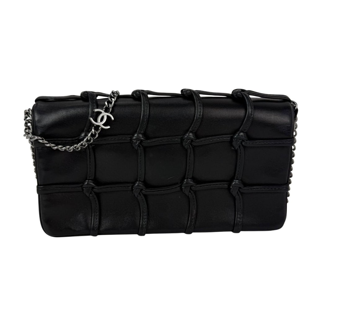 Chanel Cruiser Knot Black Quilted Lambskin Small Shoulder Bag: Chanel Cruiser Knot Black Quilted Lambskin Small Shoulder Bag This Chanel Lambskin Cruiser Quilted Knot Flap Shoulder Bag features a rectangular silhouette with a magnetic closure and distinctive quil