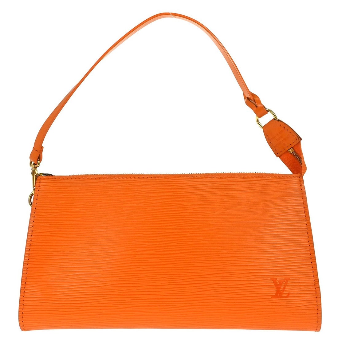 Louis Vuitton Epi Leather Pochette Accessoires 24 Orange Handbag M5294H: Louis Vuitton Epi Leather Pochette Accessoires 24 Orange Handbag M5294H This Louis Vuitton Pochette Accessoires 24 handbag is crafted from orange Epi leather and features a top handle and a detachable