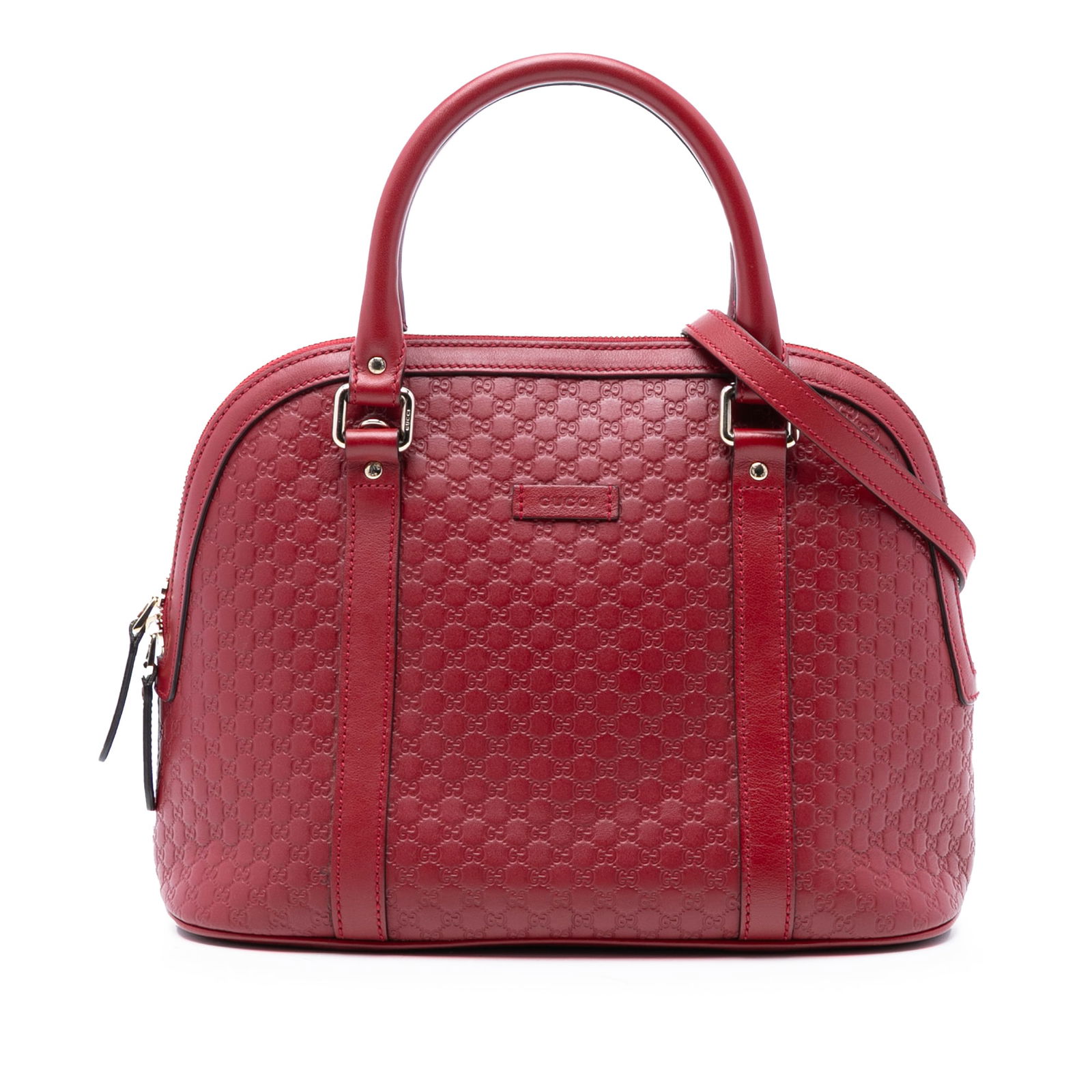 Red Leather Medium Dome Bag Microguccissima by Gucci with Detachable Strap (1 of 7)