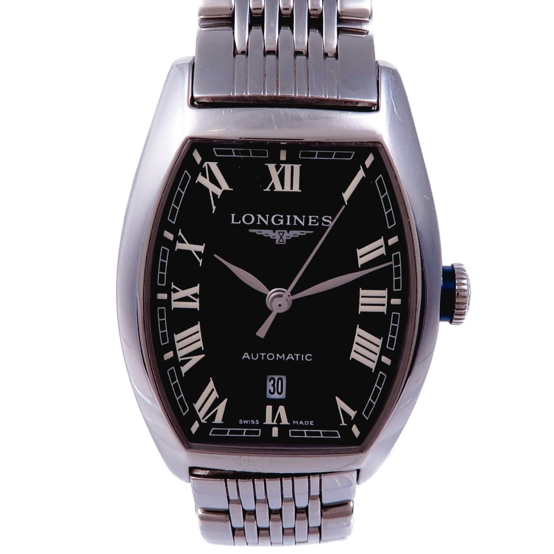 LONGINES Evidenza Automatic Stainless Steel Black Dial Wristwatch: LONGINES Evidenza Automatic Stainless Steel Black Dial Wristwatch Discover the elegance of the LONGINES Evidenza Automatic Watch. This sophisticated wristwatch features a sleek black dial and frame, c