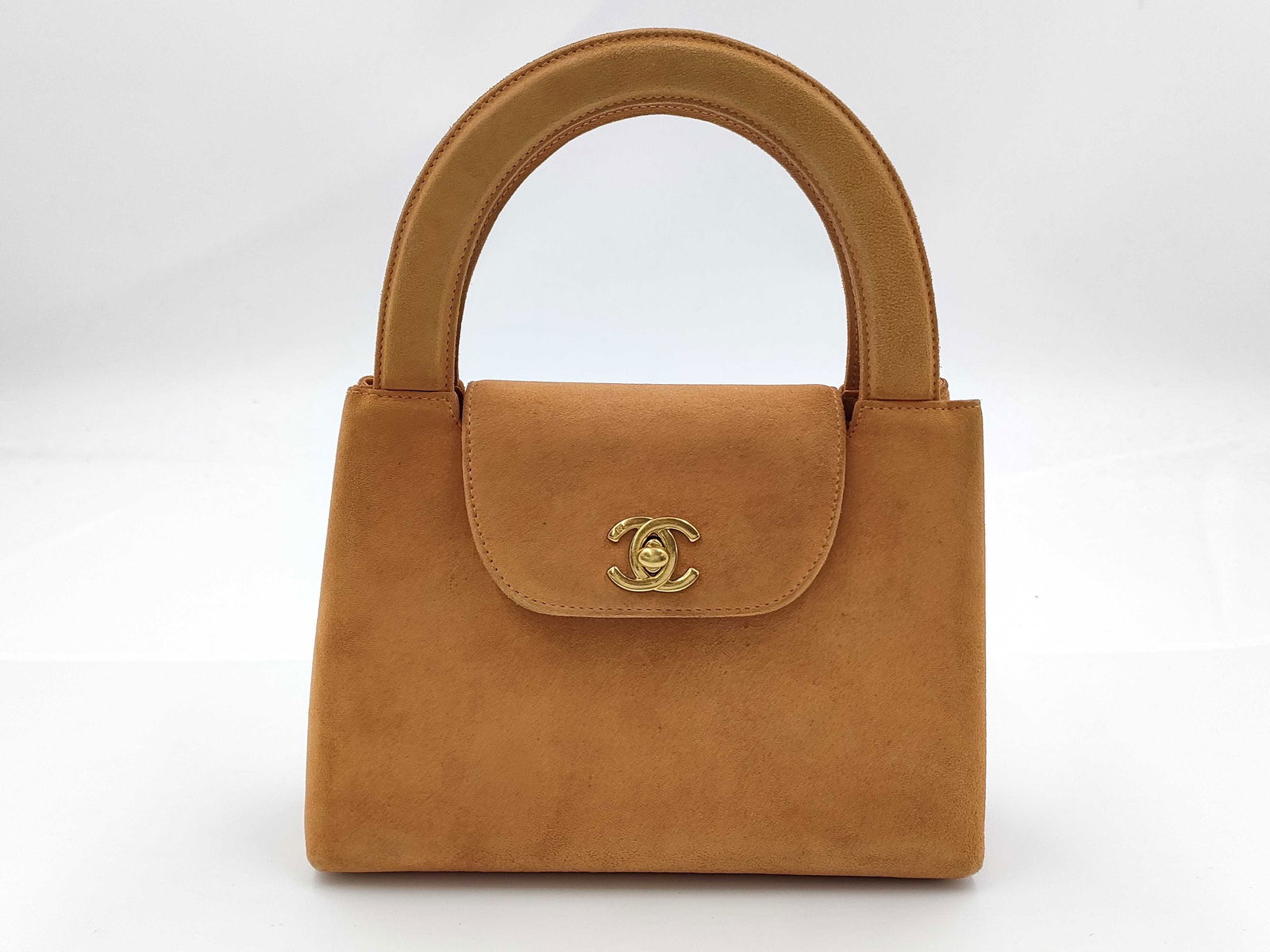 Chanel Kelly Brown Suede Handbag with Top Handle (1 of 10)