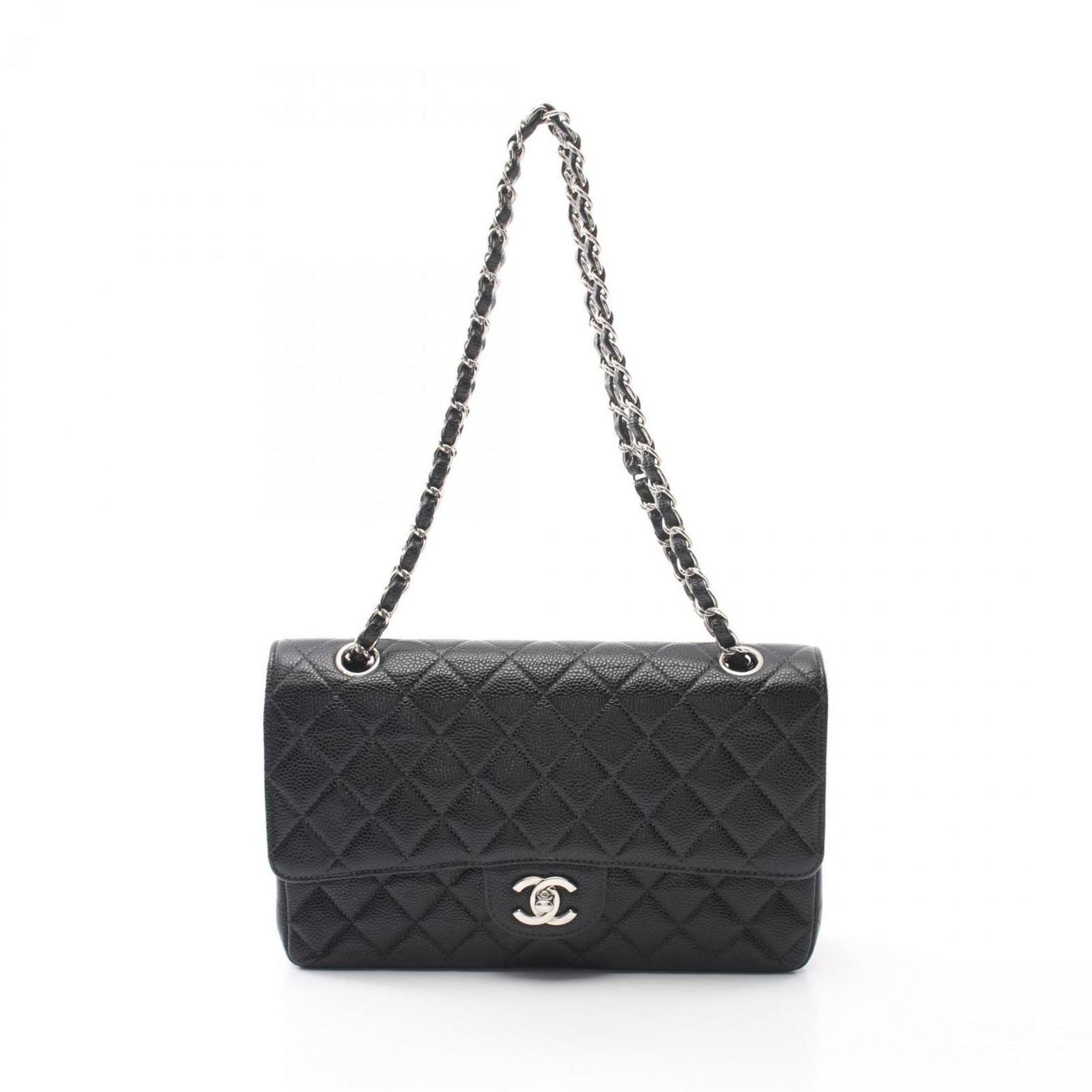 Black Leather Timeless Handbag by Chanel 16cm x 25cm: Black Leather Timeless Handbag by Chanel 16cm x 25cm This Chanel Timeless handbag features a black leather exterior and is designed for women. The bag is crafted in France and includes metal fittings.