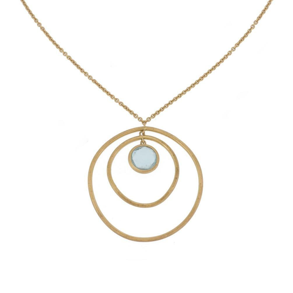 Marco Bicego Jaipur Blue Topaz 18k Gold Double Ring Pendant Chain (1 of 5)