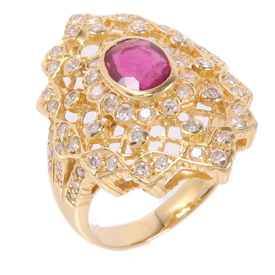 JEWELRY Ruby Diamond Ring in 18K Yellow Gold (1 of 10)