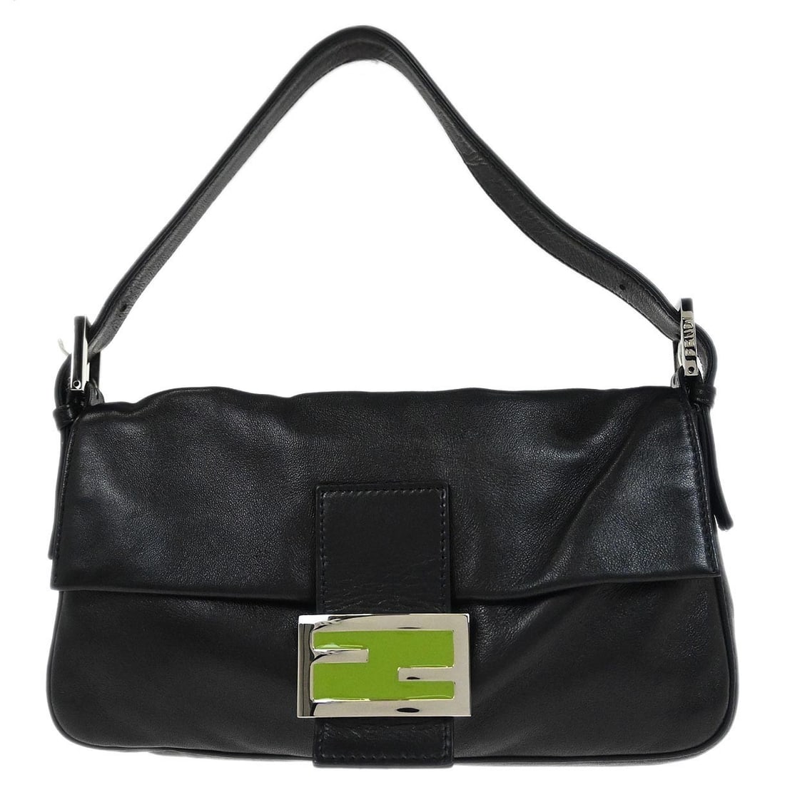 Fendi Baguette Black Lambskin Shoulder Bag with Silver Hardware (1 of 10)