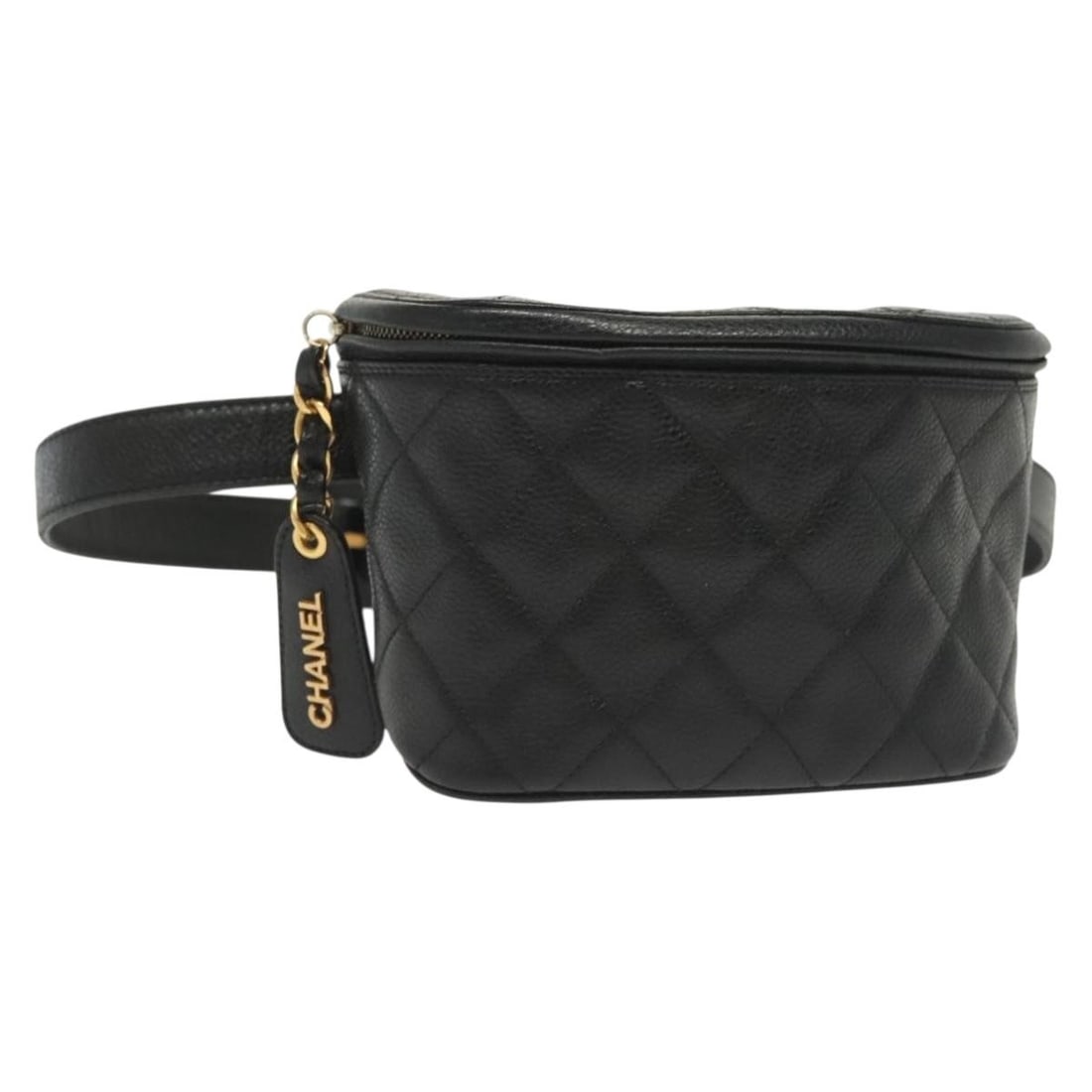 CHANEL Matelasse Waist Bag Black Gold Caviar Skin Authentic 142308 (1 of 18)