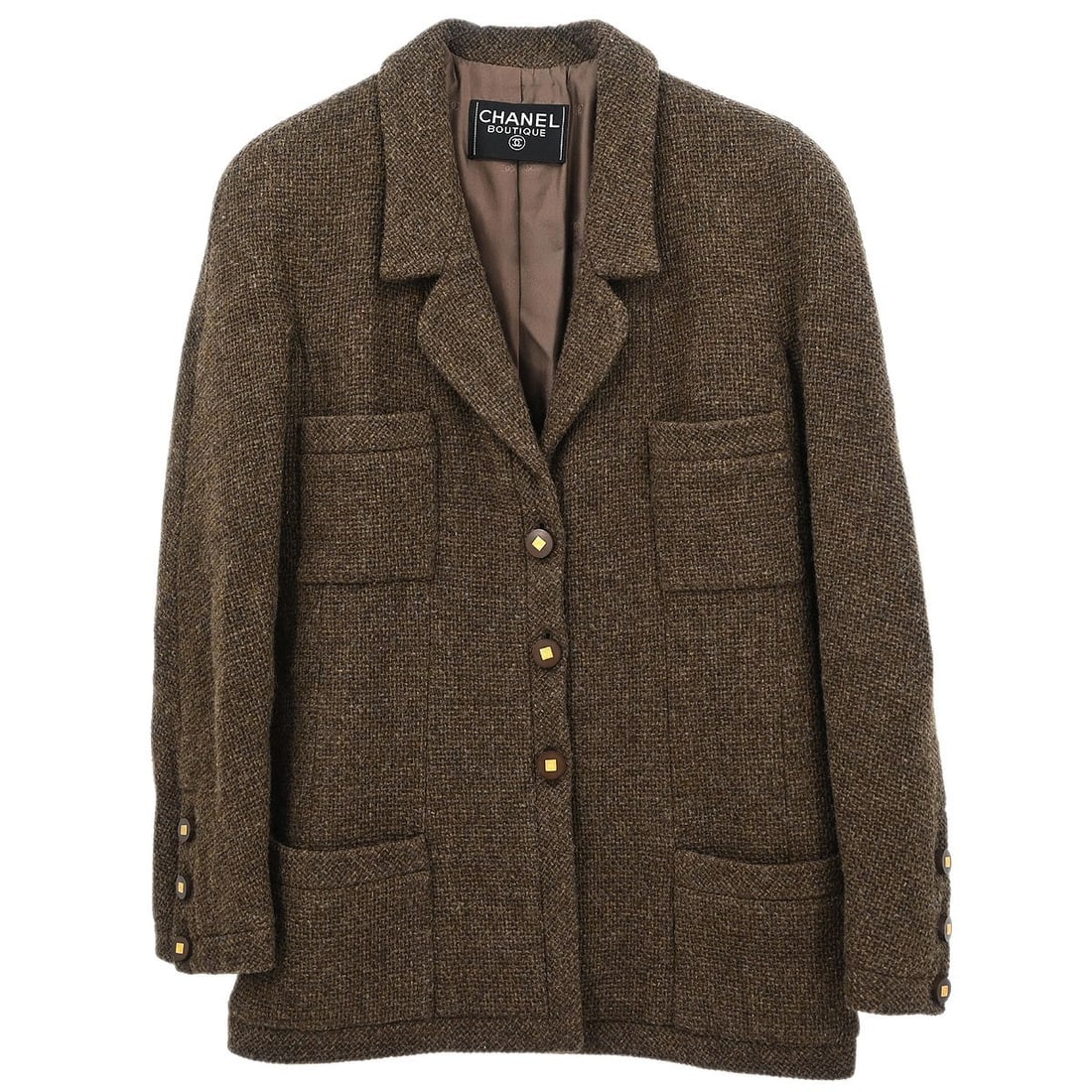 Brown Mid-Length Chanel Jacket with Logo Accents (1 of 10)