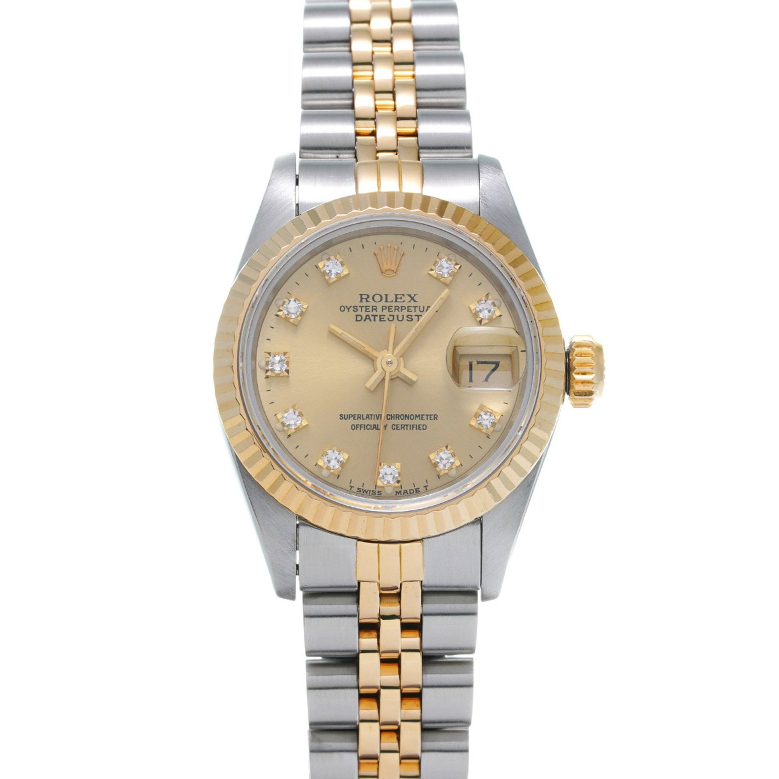 Gold Plated Rolex Datejust Watch for Women 26mm Swiss Made: Gold Plated Rolex Datejust Watch for Women 26mm Swiss Made This Rolex Datejust is a gold-plated wristwatch designed for women. It features a gold-tone appearance and has undergone overhaul maintenance