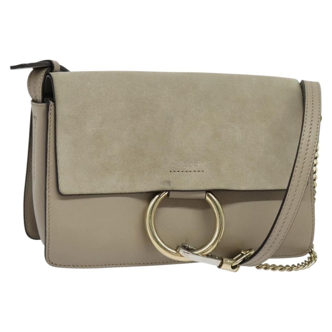 Chloe Fay Gray Gold Suede Shoulder Bag Auth SW588 Spain: Chloe Fay Gray Gold Suede Shoulder Bag Auth SW588 Spain Elevate your accessory collection with this stunning Chloe Fay Shoulder Bag, expertly crafted from luxurious suede leather in a sophisticated gr
