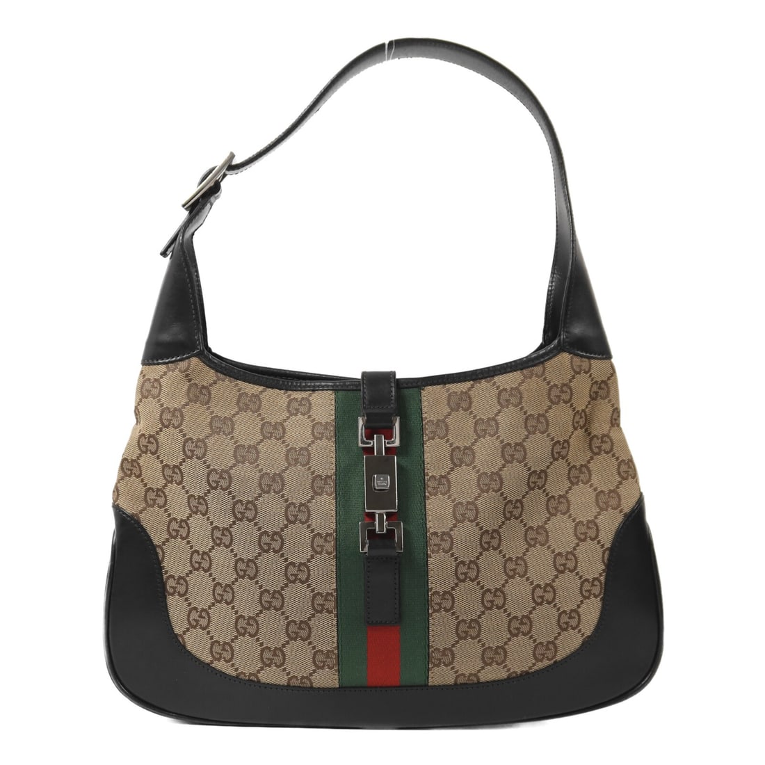 Gucci Jackie GG Canvas Brown Shoulder Bag with Silver Hardware (1 of 16)