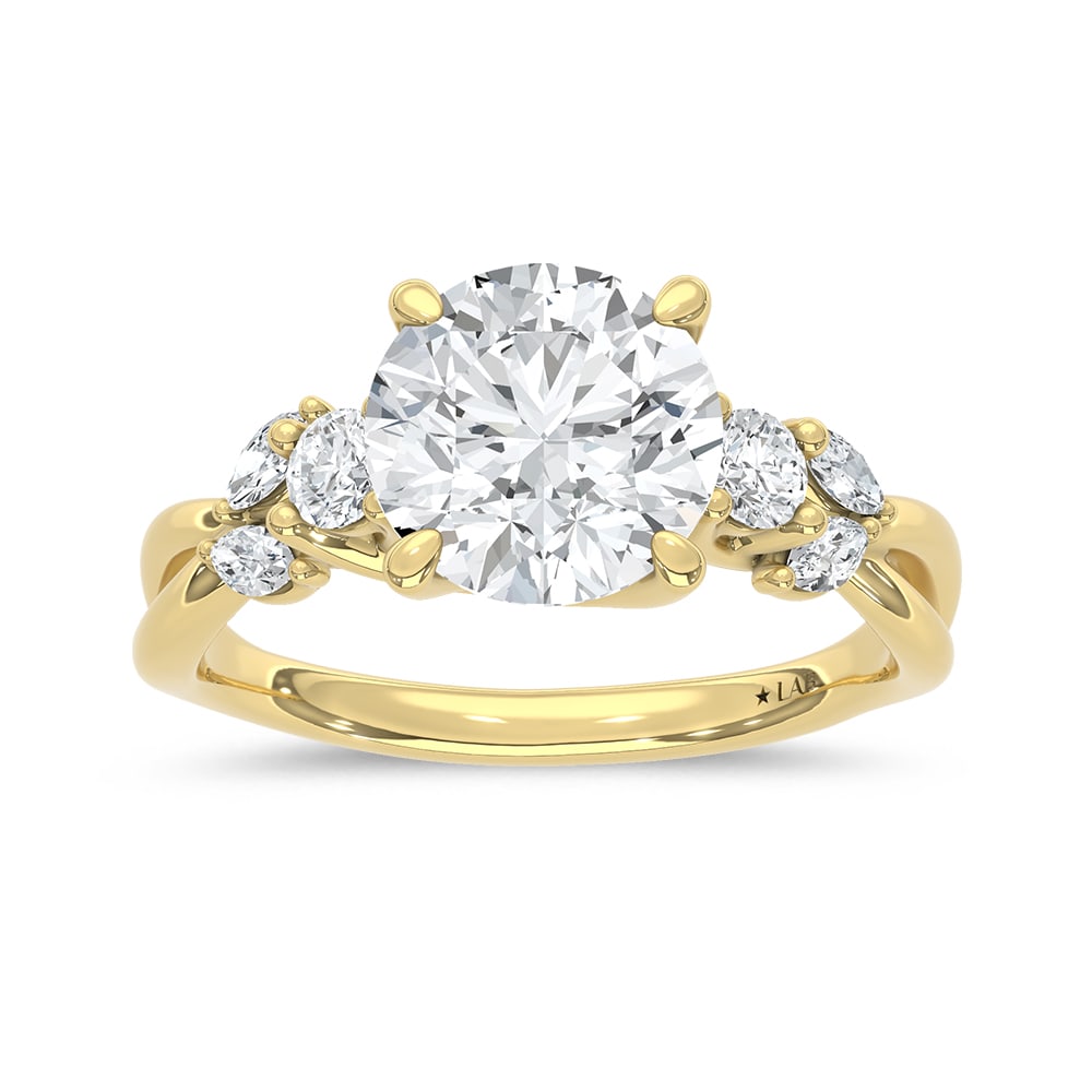 14K Yellow Gold Lab Grown Diamond 2 1/3 Ct.Tw. Round Shape Engagement Ring (Center 2 ct): 14K Yellow Gold Lab Grown Diamond 2 1/3 Ct.Tw. Round Shape Engagement Ring (Center 2 ct) 14k Yellow Gold Stone Color: D-f Stone Clarity: Vs This item may take 2-5 weeks for shipping. PLEASE NOTE: Fram