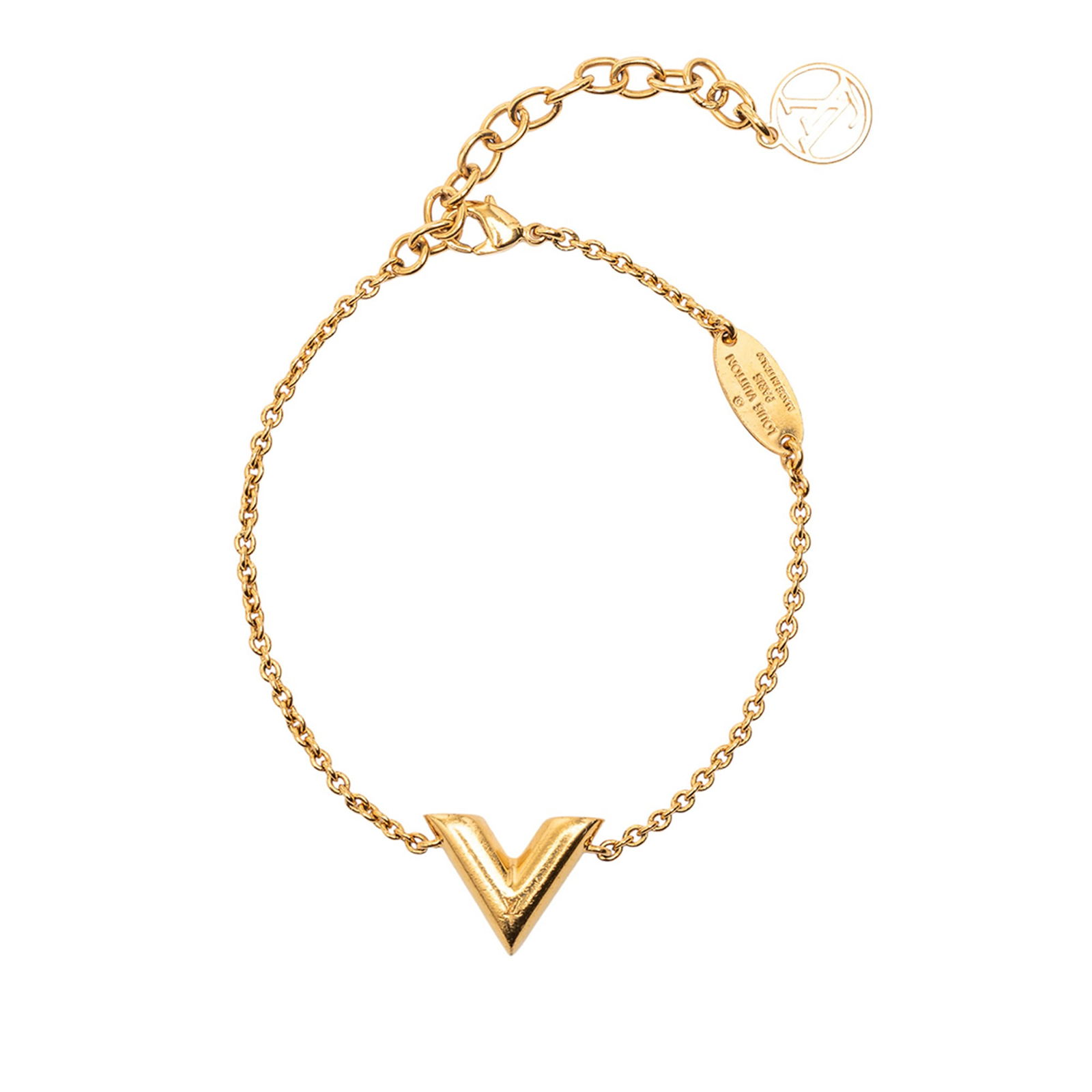 Essential V Gold Tone Bracelet by Louis Vuitton with Lobster Clasp (1 of 6)