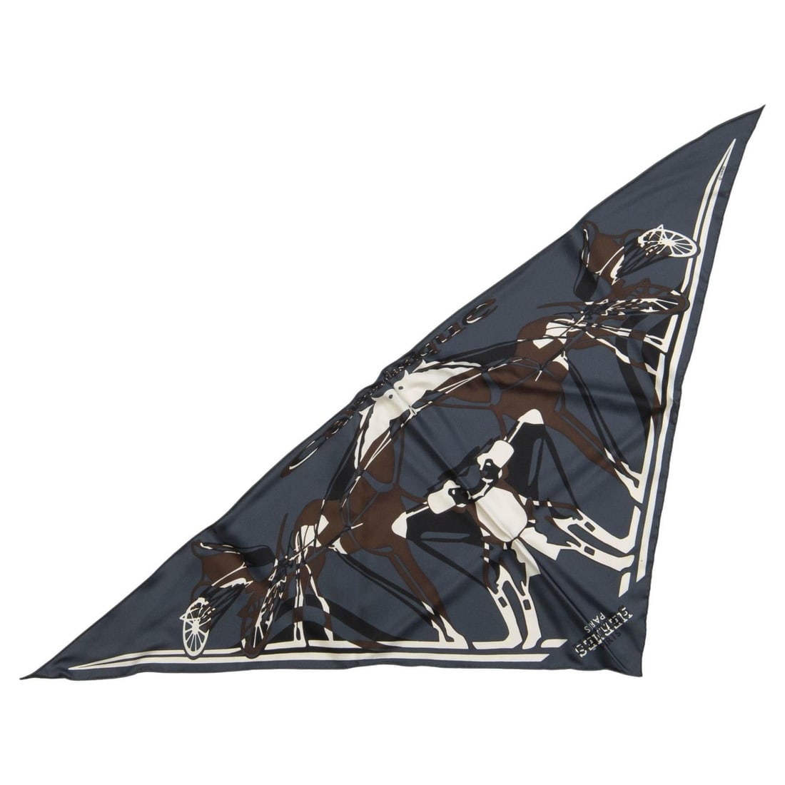 Hermes Caleche Elastique Triangle Scarf 100% Silk France: Hermes Caleche Elastique Triangle Scarf 100% Silk France Elevate your style with this exquisite Hermes Caleche Elastique Triangle Scarf, crafted from 100% silk. This elegant piece showcases a unique d