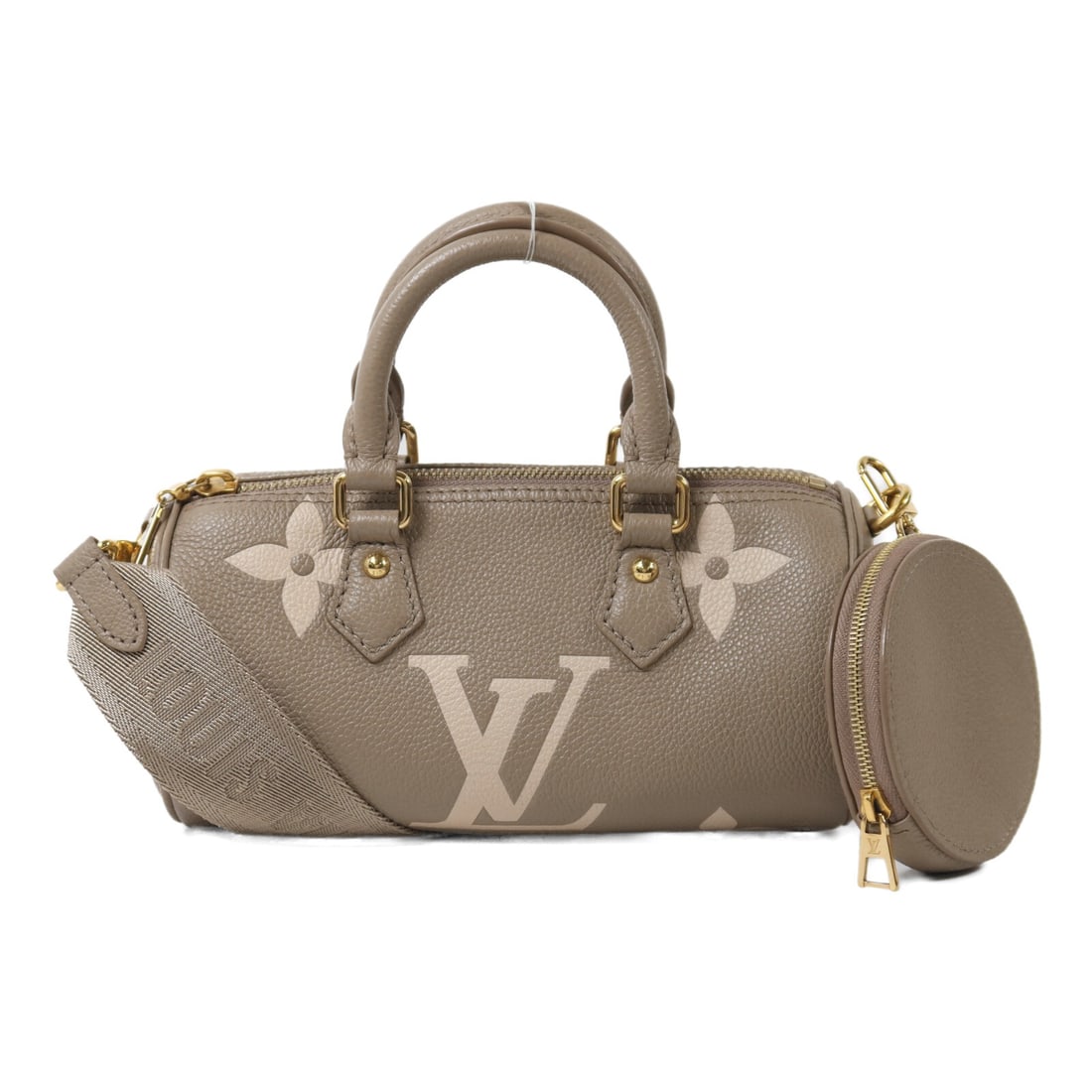 Louis Vuitton Papillon BB Monogram Empreinte Beige Calfskin 2 Way Shoulder Bag: Louis Vuitton Papillon BB Monogram Empreinte Beige Calfskin 2 Way Shoulder Bag This Louis Vuitton Papillon BB 2-way bag features a classic beige Monogram Empreinte design crafted from calfskin leather