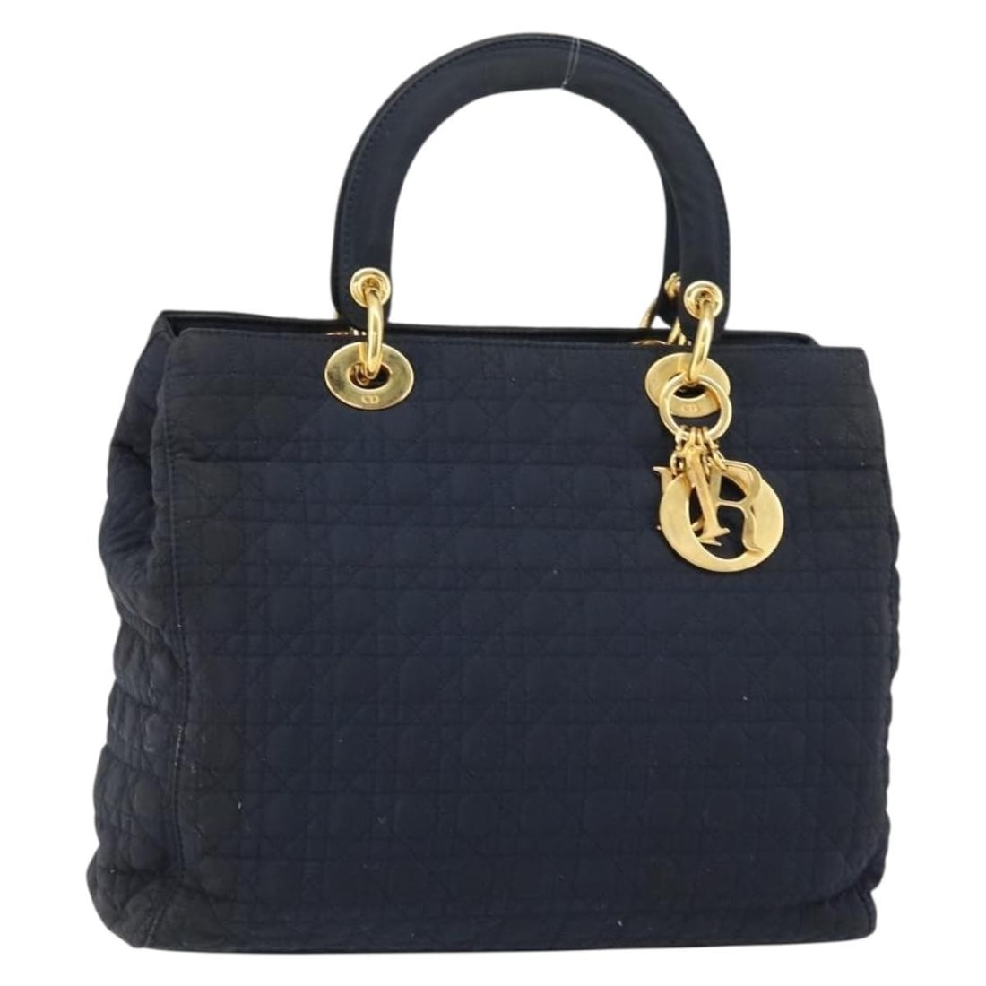 Christian Dior Navy Gold Canage Hand Bag Nylon Italy Auth GH1098: Christian Dior Navy Gold Canage Hand Bag Nylon Italy Auth GH1098 Presenting the Christian Dior Canage Hand Bag, a blend of luxury and functionality crafted in Italy. This stylish handbag features a du