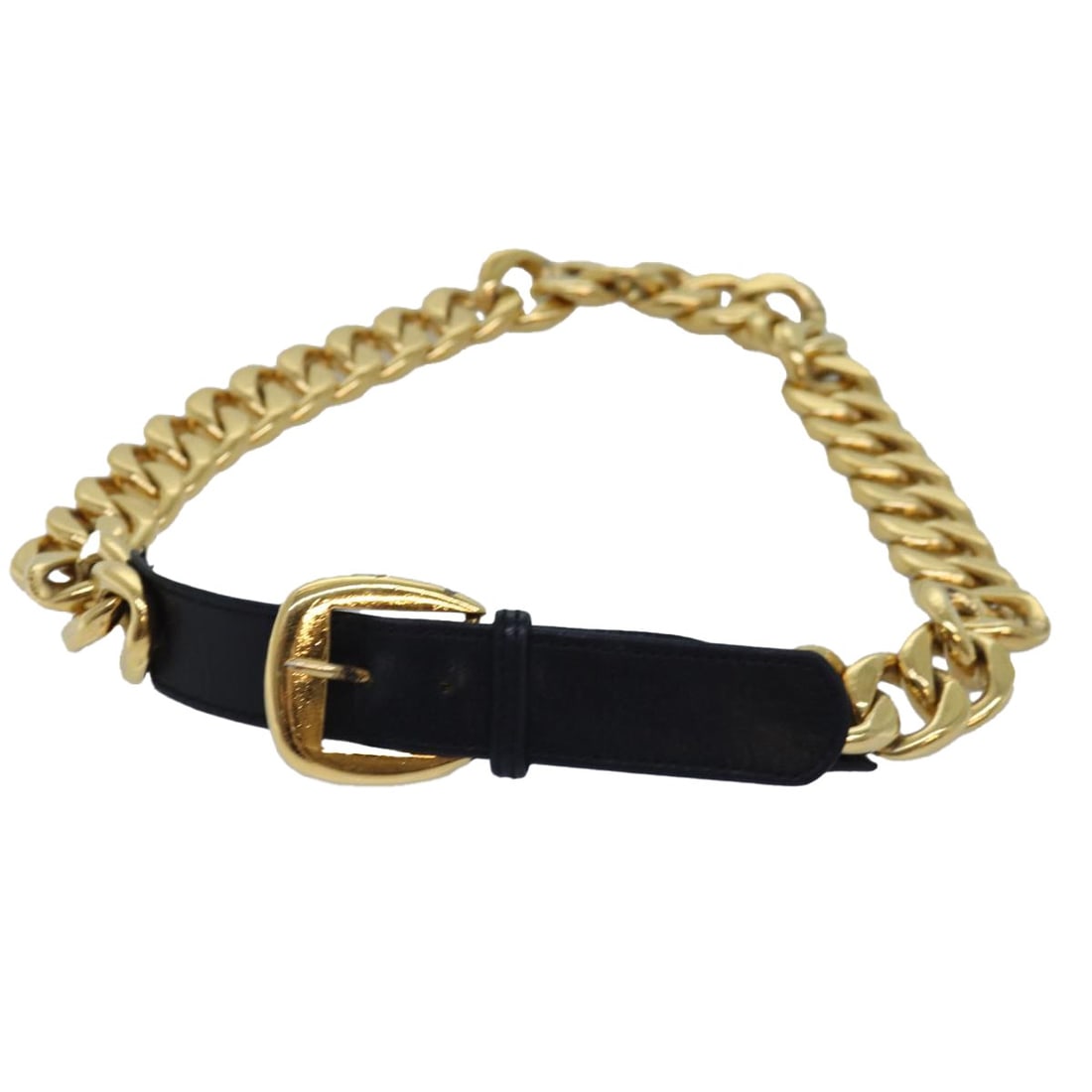 CHANEL Gold Black Metal Chain Belt 31.1 inches Authenticated (1 of 11)