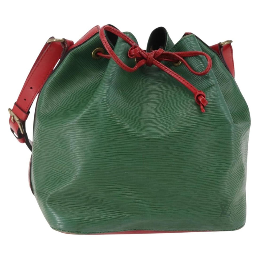 LOUIS VUITTON Epi Petit Noe Shoulder Bag Green Red M44147 Auth: LOUIS VUITTON Epi Petit Noe Shoulder Bag Green Red M44147 Auth This stylish Louis Vuitton Epi Petit Noe Shoulder Bag features a striking bicolor design in vibrant green and red, crafted from durable E
