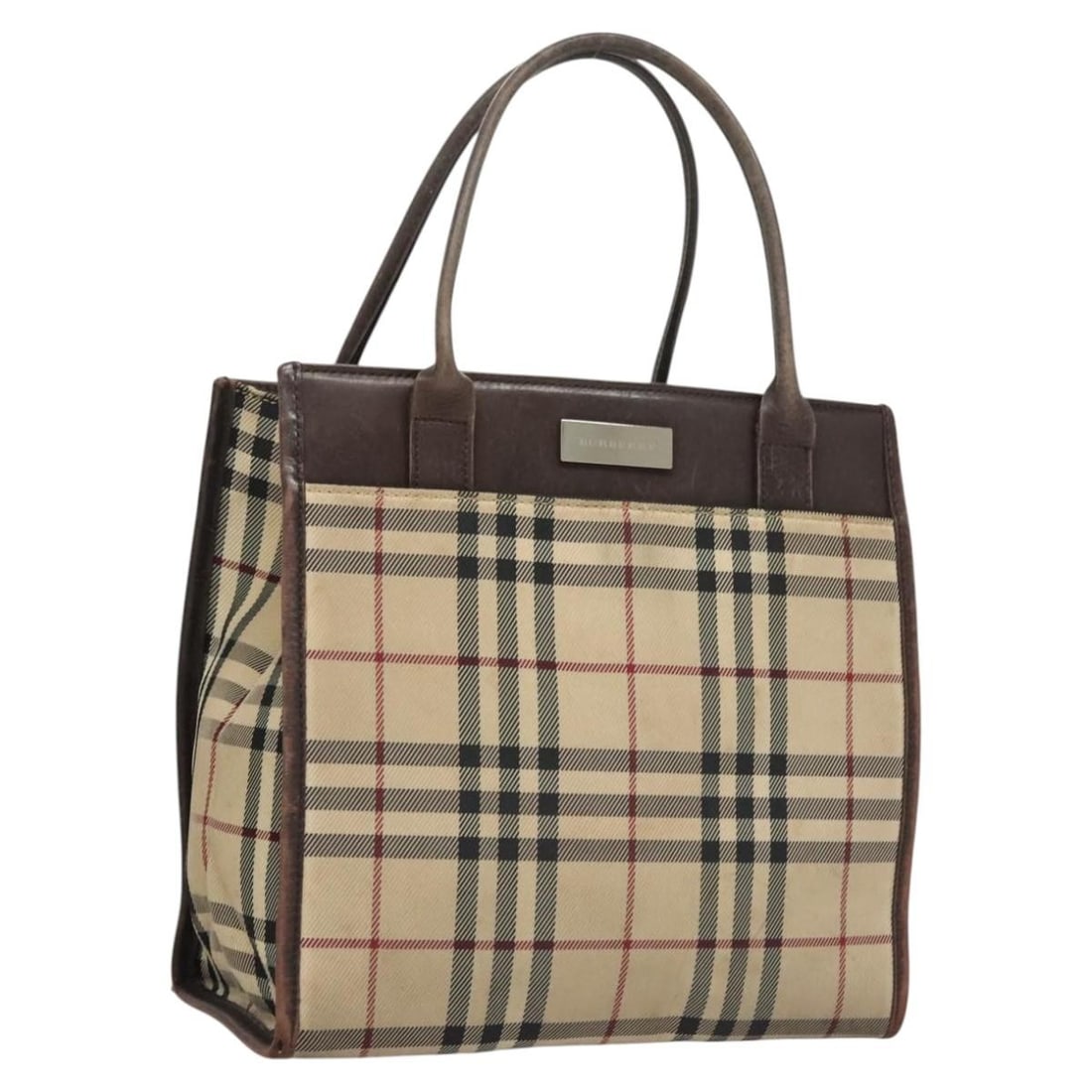 Authentic Burberry Nova Check Beige Canvas Hand Bag 120347: Authentic Burberry Nova Check Beige Canvas Hand Bag 120347 This BURBERRY Nova Check Hand Bag features a stylish beige canvas exterior, perfect for everyday use. With dimensions of approximately 8.7 in