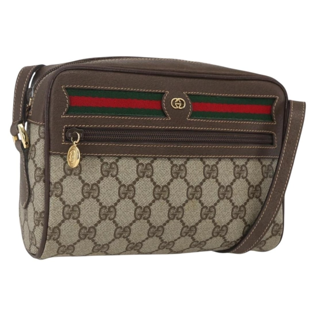 Gucci GG Supreme Sherry Line Beige PVC Shoulder Bag 001 56 6655: Gucci GG Supreme Sherry Line Beige PVC Shoulder Bag 001 56 6655 This is a Gucci GG Supreme Web Sherry Line shoulder bag crafted from beige and gold PVC leather with GG canvas accents. The bag features