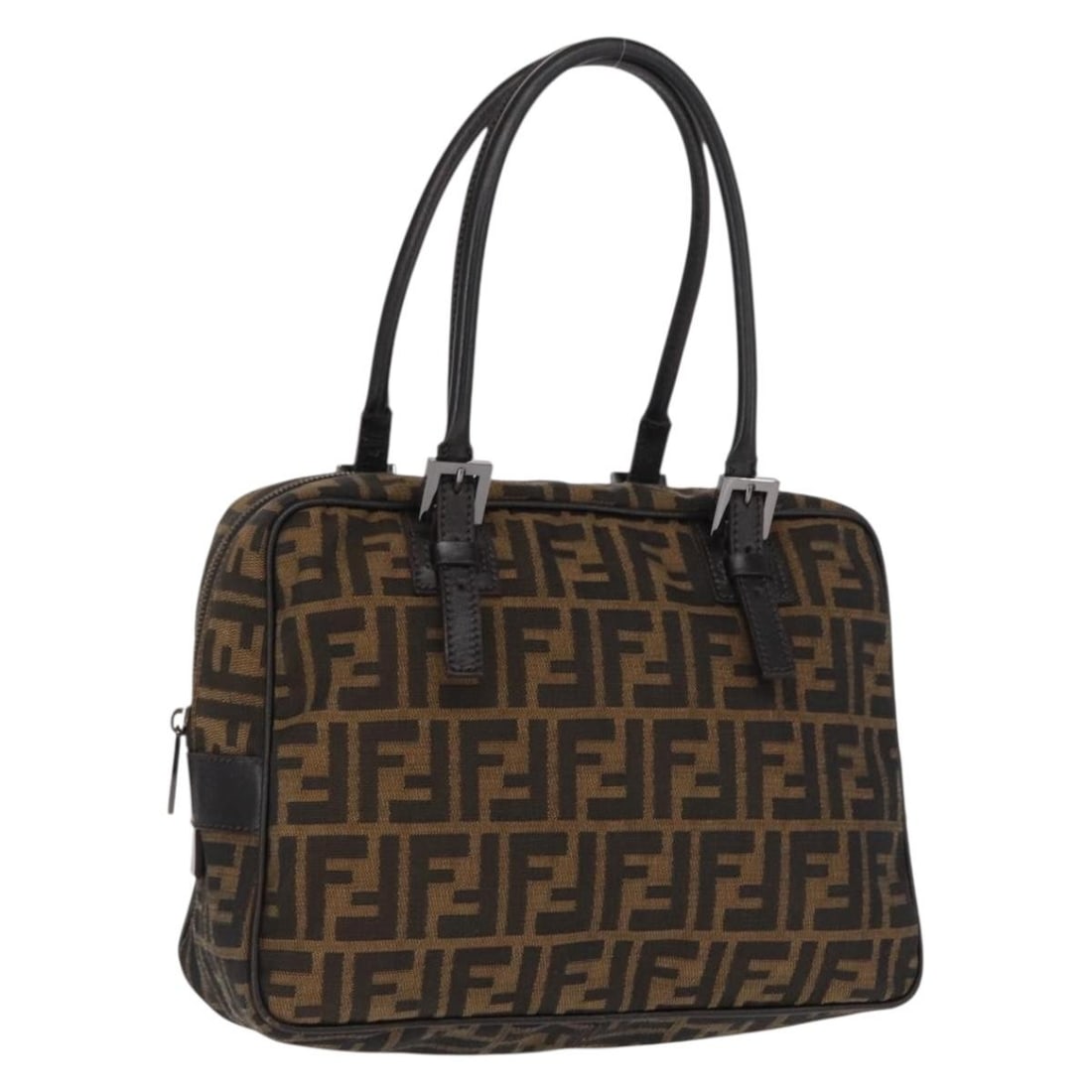 Fendi Zucca Canvas Black Brown Italian Handbag: Fendi Zucca Canvas Black Brown Italian Handbag This FENDI Zucca Canvas handbag features the iconic black and brown pattern and is crafted from durable Zucca canvas. The bag is made in Italy and offers