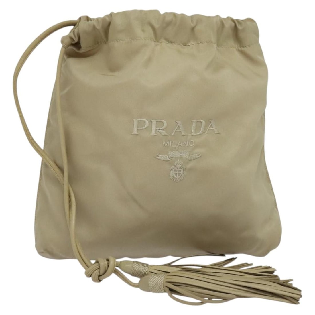 PRADA Beige Nylon Pouch Made in Italy 120457V (1 of 18)