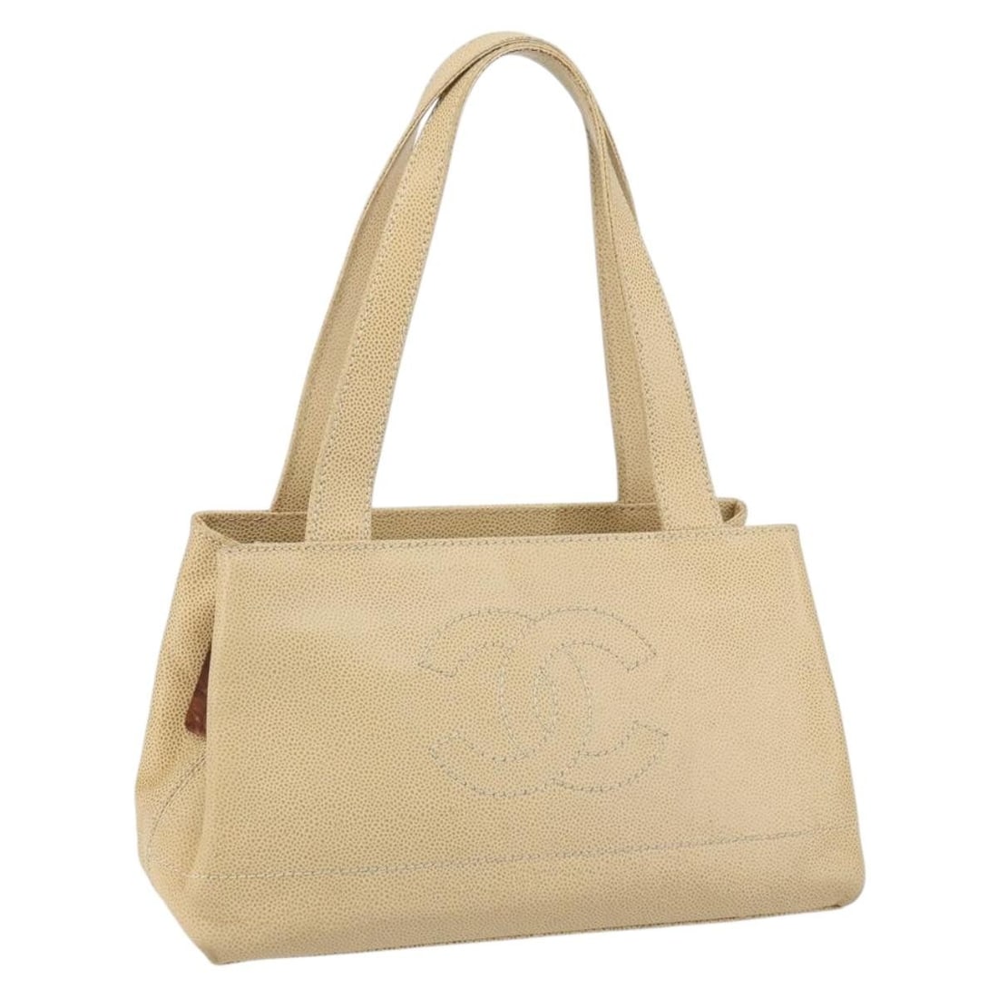 CHANEL Beige Gold Caviar Skin Tote Bag Auth BA7755: CHANEL Beige Gold Caviar Skin Tote Bag Auth BA7755 This elegant CHANEL Tote Bag showcases a sophisticated design crafted from premium grained calfskin, also known as caviar skin, in a stylish beige an
