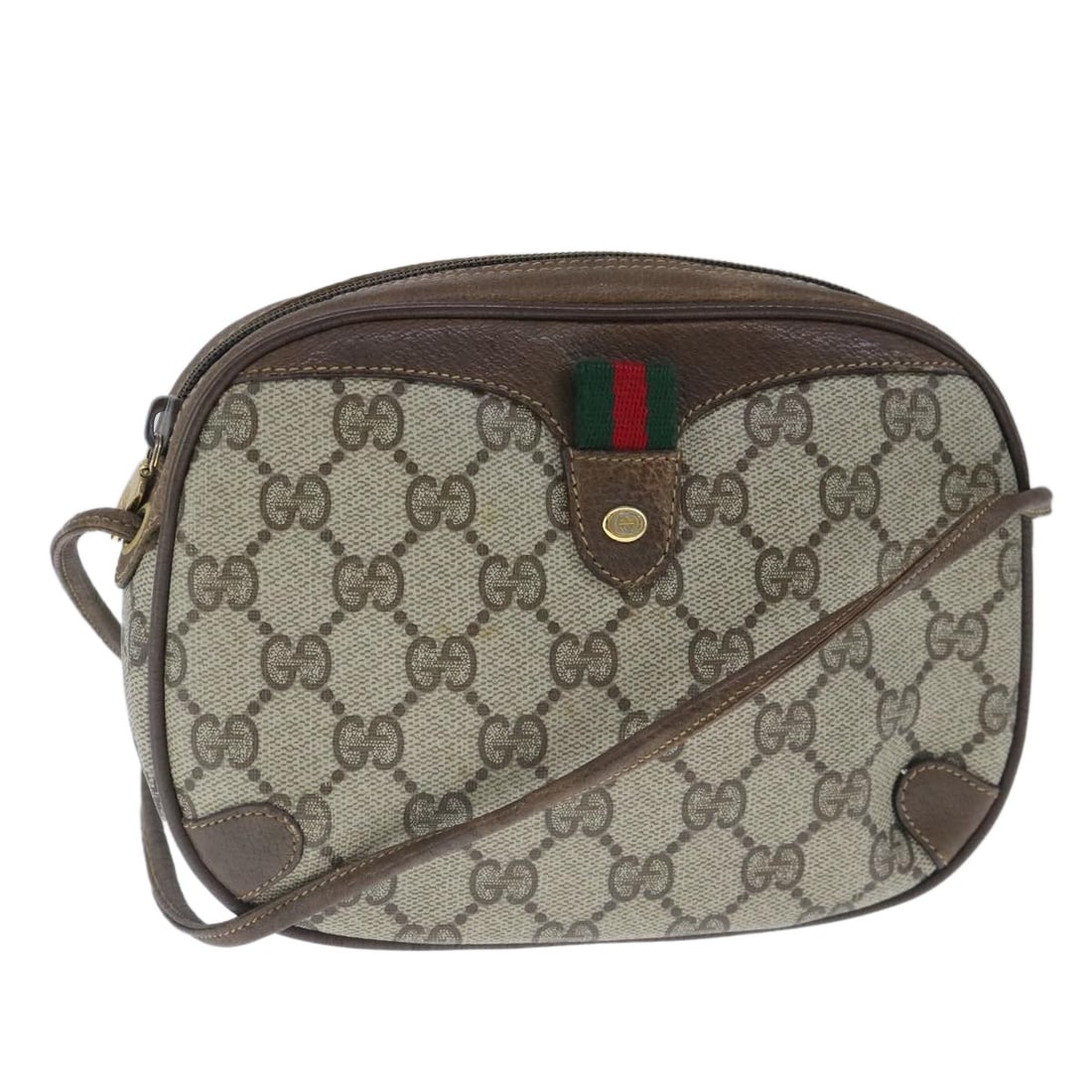 GUCCI GG Supreme Sherry Line Beige PVC Shoulder Bag Auth 89 02 066 (1 of 18)