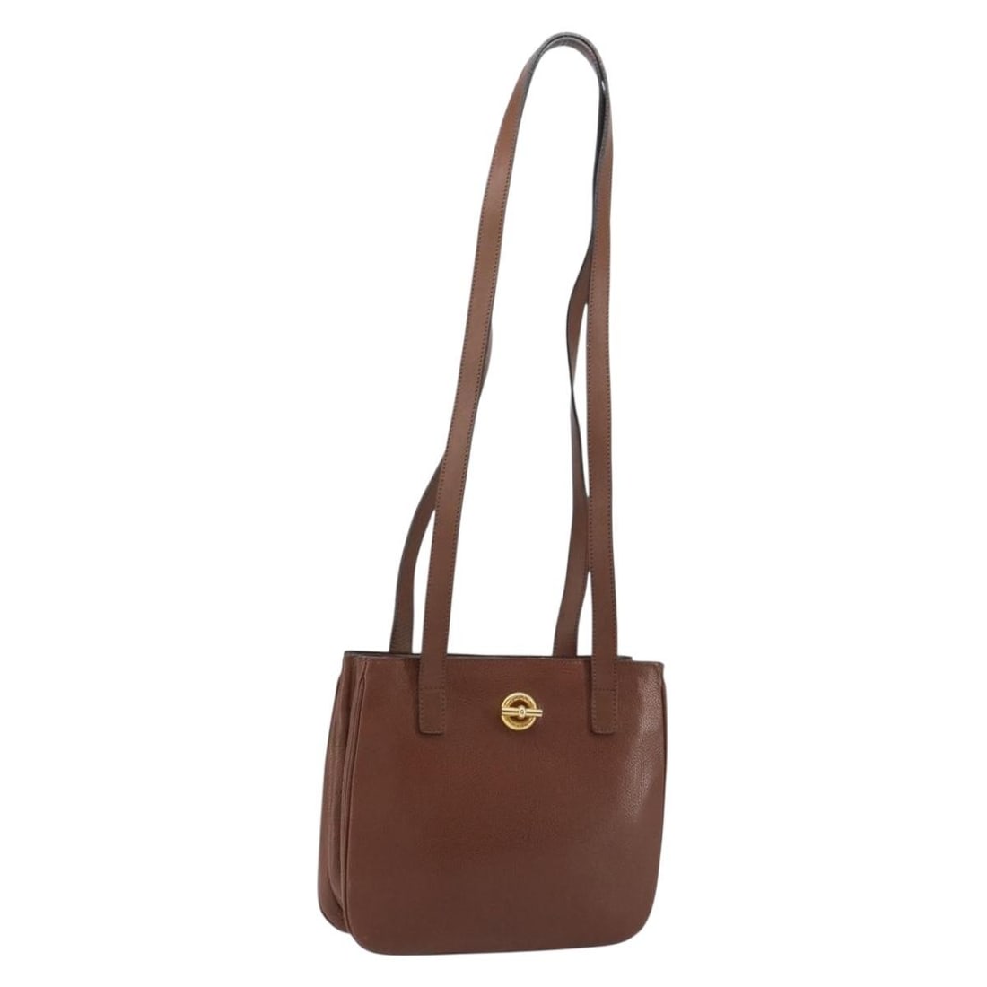 Celine Brown Leather Shoulder Bag with Gold Accents Italy: Celine Brown Leather Shoulder Bag with Gold Accents Italy This CELINE shoulder bag features brown and gold leather with a classic design. Crafted in Italy, it offers an adjustable shoulder strap and a
