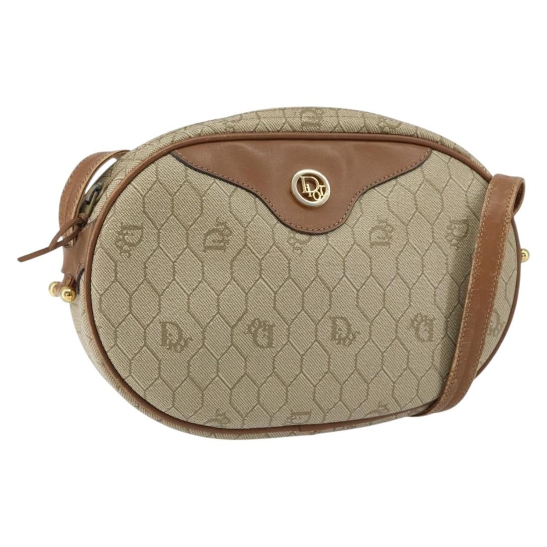 Christian Dior Honeycomb Canvas Shoulder Bag Beige Gold PVC Auth BA7698: Christian Dior Honeycomb Canvas Shoulder Bag Beige Gold PVC Auth BA7698 Elevate your accessory collection with this chic Christian Dior Honeycomb Canvas Shoulder Bag. Crafted from durable PVC leather