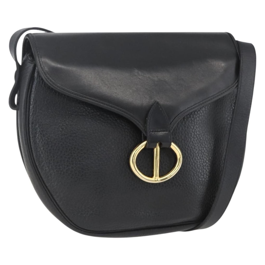 Black Leather Shoulder Bag Christian Dior with Gold Accents and Pouch: Black Leather Shoulder Bag Christian Dior with Gold Accents and Pouch This Christian Dior shoulder bag features a black leather exterior with gold-tone accents. The bag includes a matching pouch and h
