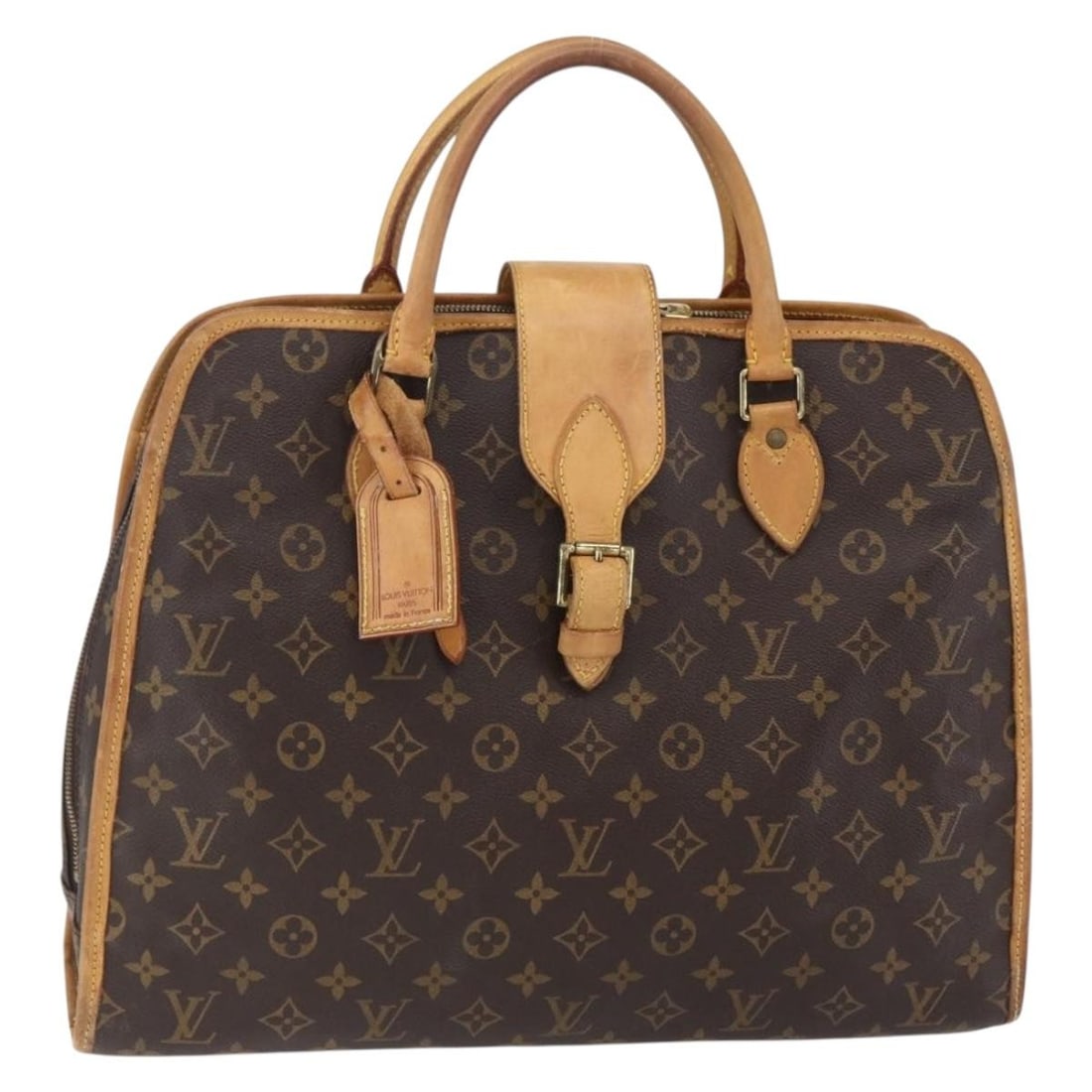 LOUIS VUITTON Monogram Rivoli Hand Bag M53380 with Name Tag: LOUIS VUITTON Monogram Rivoli Hand Bag M53380 with Name Tag This Louis Vuitton Monogram Rivoli Hand Bag (Model M53380) showcases the iconic Monogram Canvas in a classic design. Measuring approximately