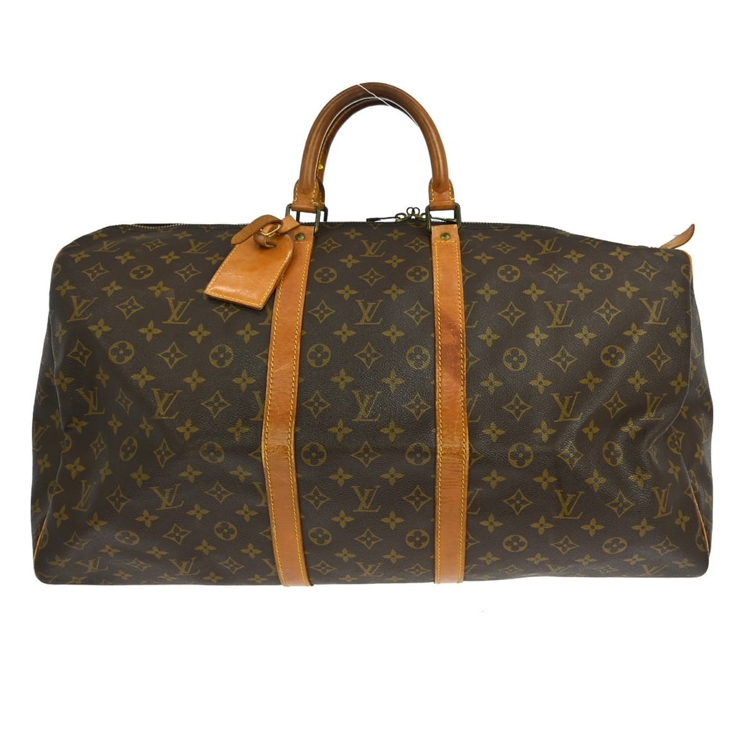 Louis Vuitton Keepall 55 Monogram Canvas Extra Large Travel Duffle Bag: Louis Vuitton Keepall 55 Monogram Canvas Extra Large Travel Duffle Bag The Louis Vuitton Keepall 55 is an extra-large vintage travel handbag crafted in iconic monogram canvas leather with beige leathe