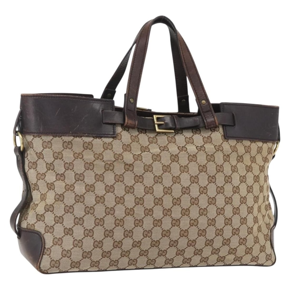 Beige Gold GG Canvas Tote by Gucci Model 106251: Beige Gold GG Canvas Tote by Gucci Model 106251 This is an authentic Gucci GG Canvas tote bag in beige and gold. Crafted in Italy from signature GG canvas, the tote features dual top handles and a spa