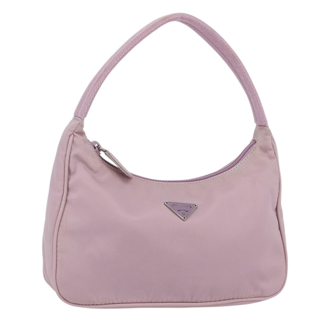 PRADA Pink Silver Nylon Hand Bag Authentic Italy: PRADA Pink Silver Nylon Hand Bag Authentic Italy This authentic PRADA hand bag is expertly crafted in Italy from durable nylon, showcasing a stylish pink and silver exterior. Designed for everyday use